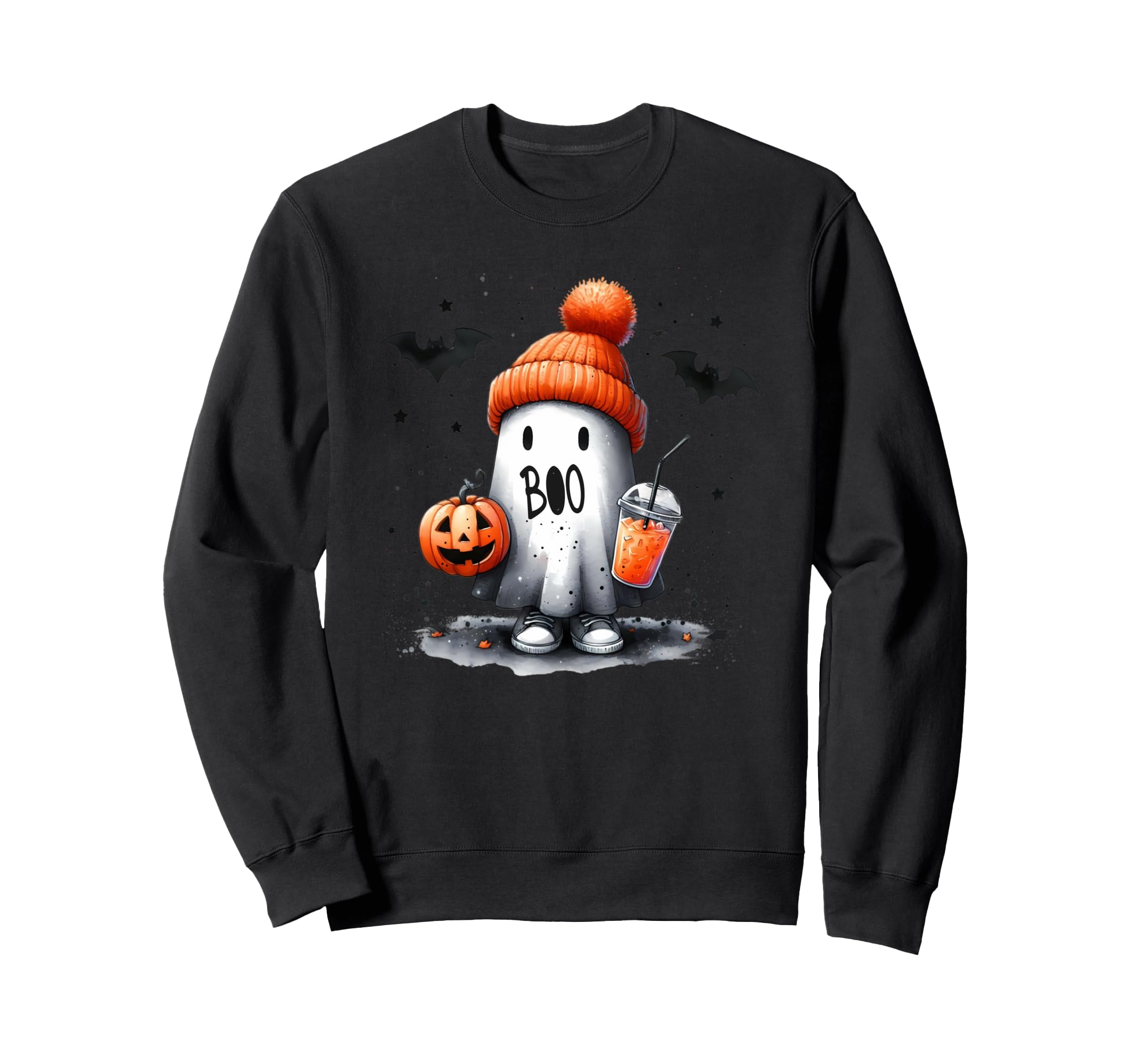Boo Sheet Ghost Drinking Coffee Sweatshirt - Novelty Apparel Unisex - T-Shirt, Sweatshirt, Hoodie