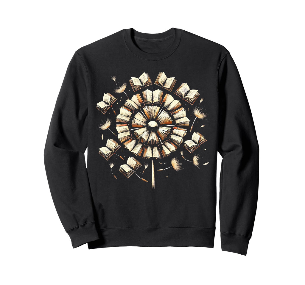 Flower Dandelions Books Library Sweatshirt - Aesthetic Graphic for Adults - T-Shirt, Sweatshirt, Hoodie