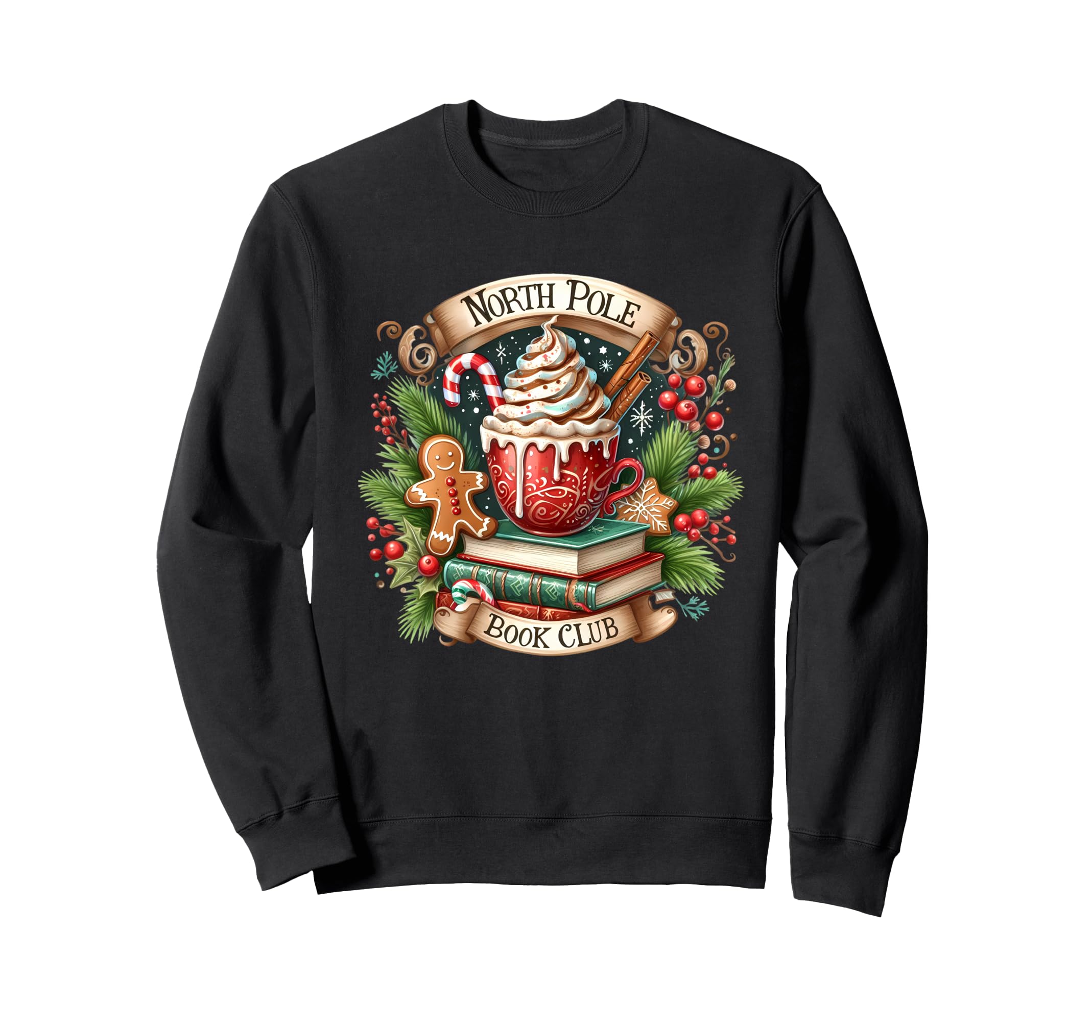 North Pole Book Club Hot Cocoa Book Sweatshirt - Novelty Apparel Unisex - T-Shirt, Sweatshirt, Hoodie