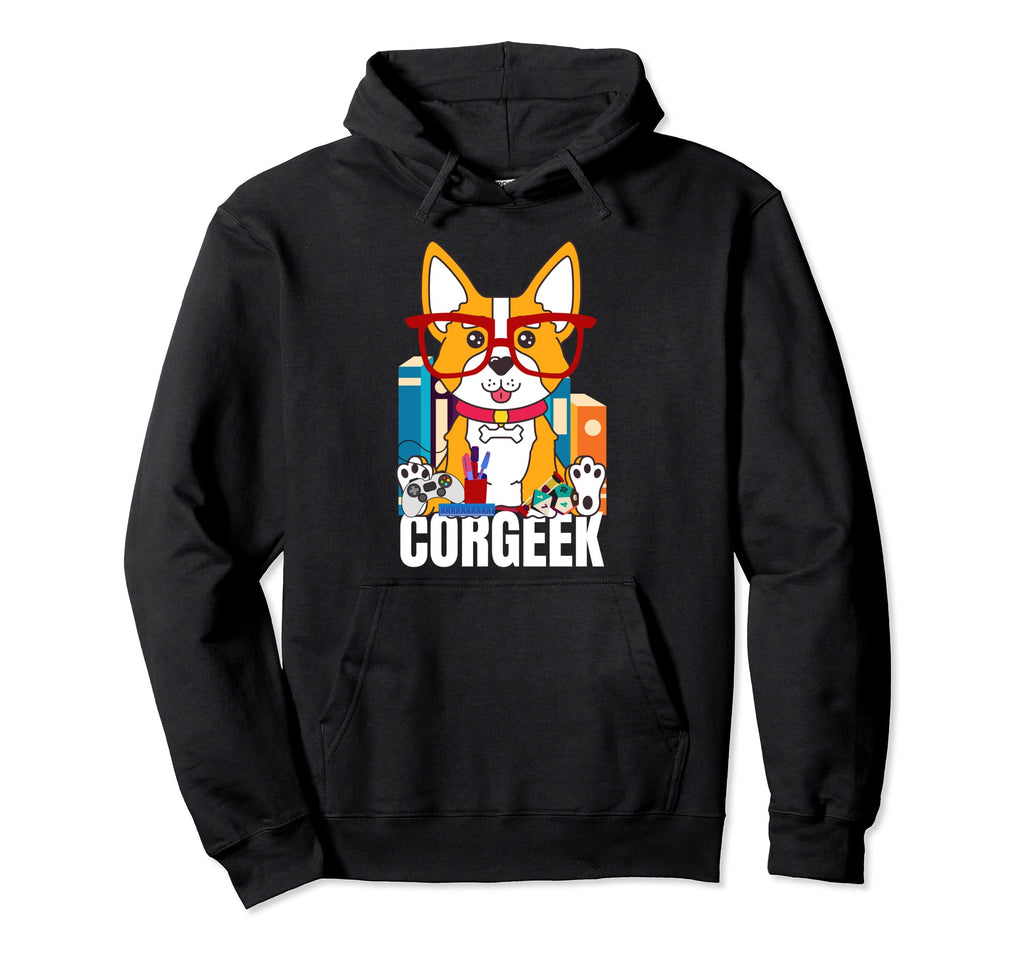 Corgi Geek Corgeek Book Lovers Nerd Hoodie - Streetwear Style Men Women - T-Shirt, Sweatshirt, Hoodie