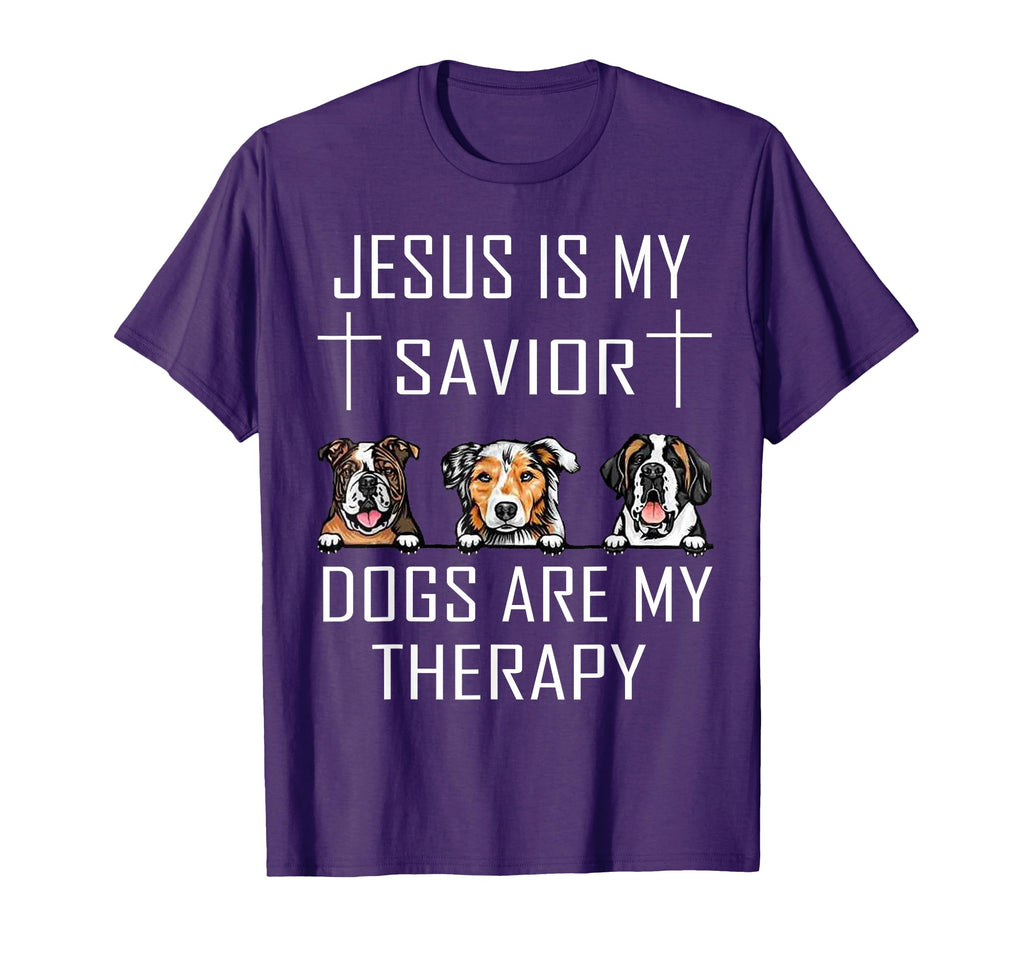 Jesus Is My Savior Dogs Are My Therapy T-Shirt - Aesthetic Graphic Unisex - T-Shirt, Sweatshirt, Hoodie