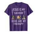 Jesus Is My Savior Dogs Are My Therapy T-Shirt - Aesthetic Graphic Unisex - T-Shirt, Sweatshirt, Hoodie