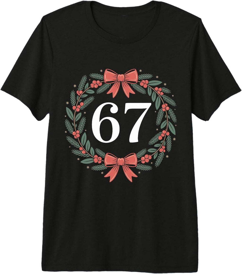 67 Christmas Wreath Meme Six Seven 6 7 Christmas Brainrot Premium Tri-Blend T-Shirt Unisex T-shirt, Sweatshirt, Hoodie, Long Sleeve Tee - T-Shirt, Sweatshirt, Hoodie