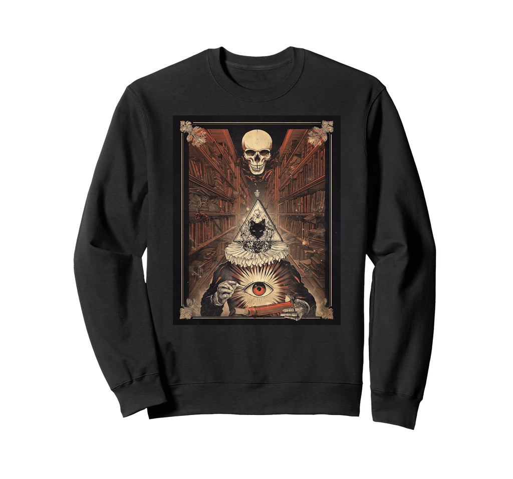 Gothic Library Art Skull And Sweatshirt - Casual Everyday Wear Men Women - T-Shirt, Sweatshirt, Hoodie