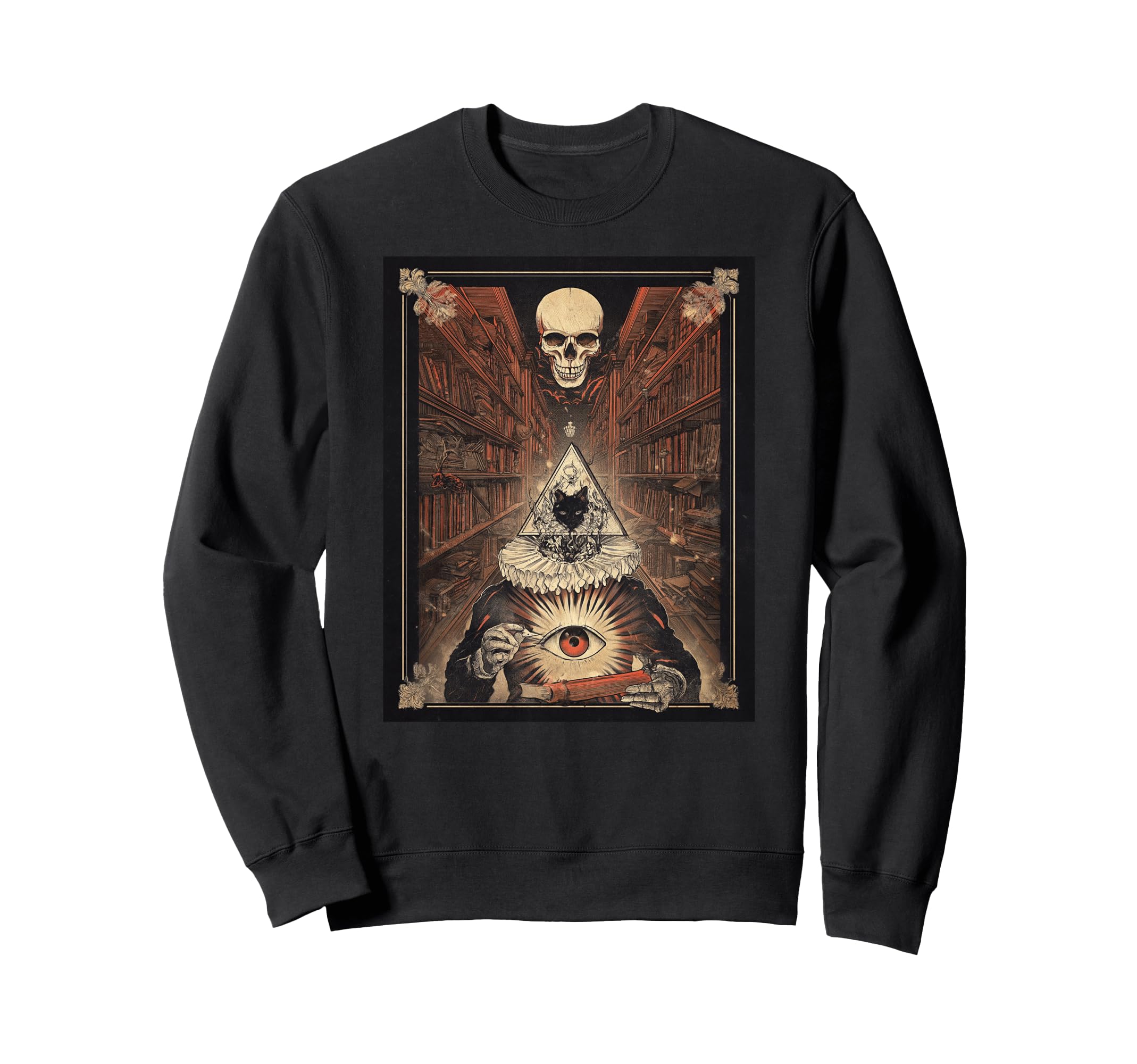 Gothic Library Art Skull And Sweatshirt - Casual Everyday Wear Men Women - T-Shirt, Sweatshirt, Hoodie