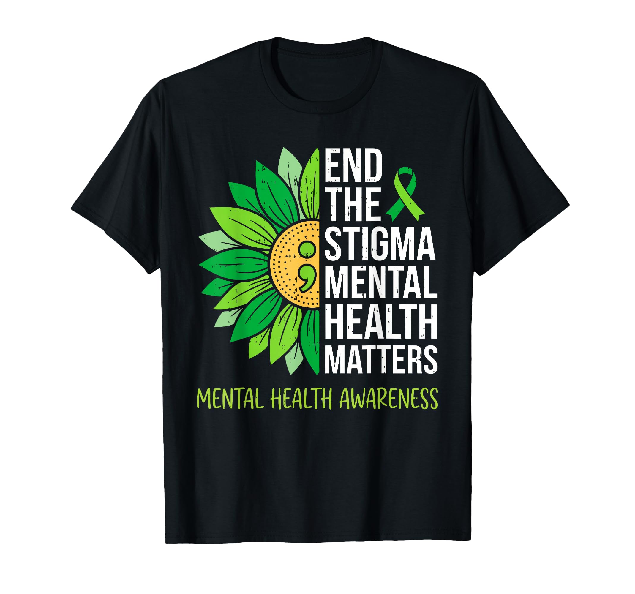 End Stigma Sunflower Mental Health T-Shirt - Aesthetic Graphic for Adults - T-Shirt, Sweatshirt, Hoodie