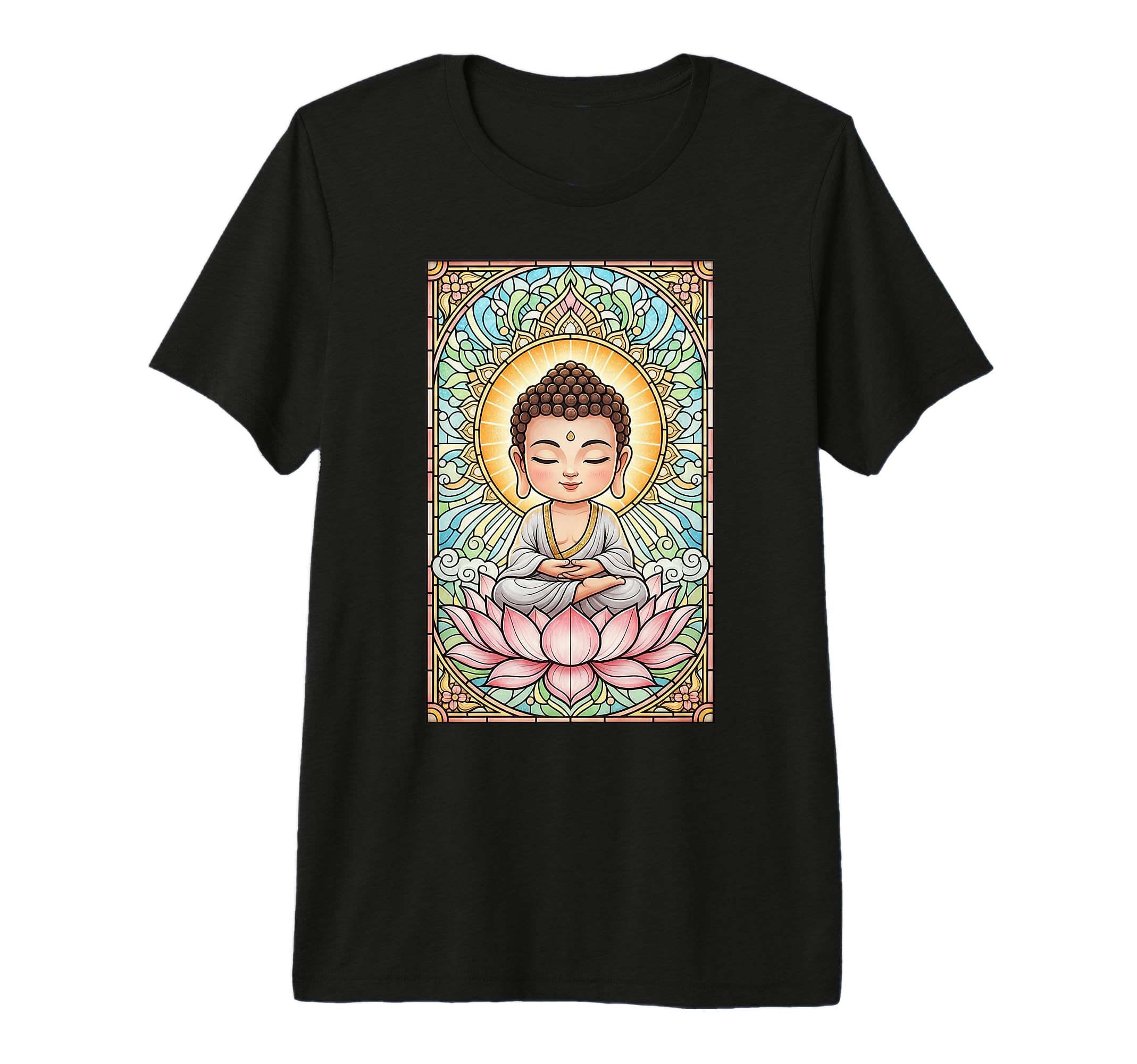 Little Buddha Stained Glass Spiritual T-Shirt - Aesthetic Graphic Unisex - T-Shirt, Sweatshirt, Hoodie