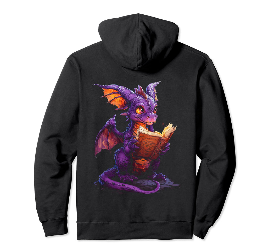 Dragon Reading Book Animal Hoodie - Casual Everyday Wear Men Women - T-Shirt, Sweatshirt, Hoodie