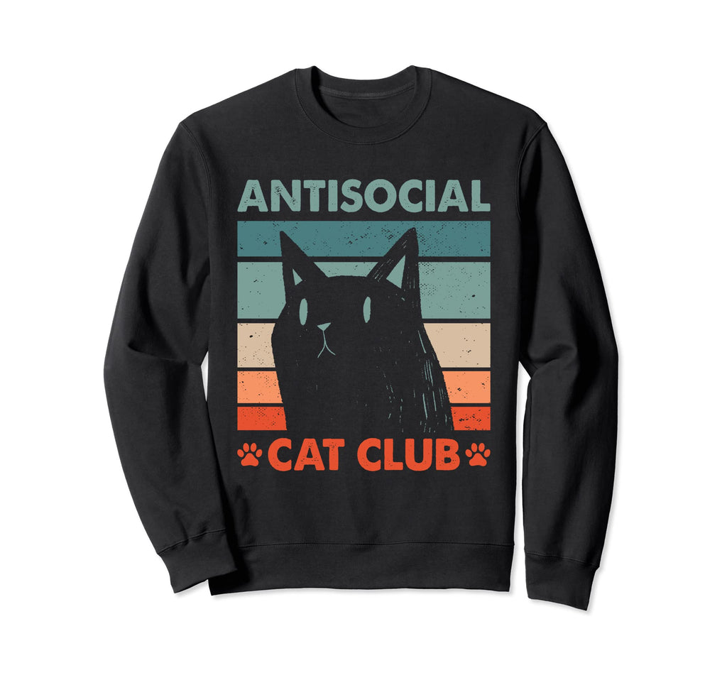 Antisocial Cat Club Introvert Cat Sweatshirt - Custom Art Print Men Women - T-Shirt, Sweatshirt, Hoodie