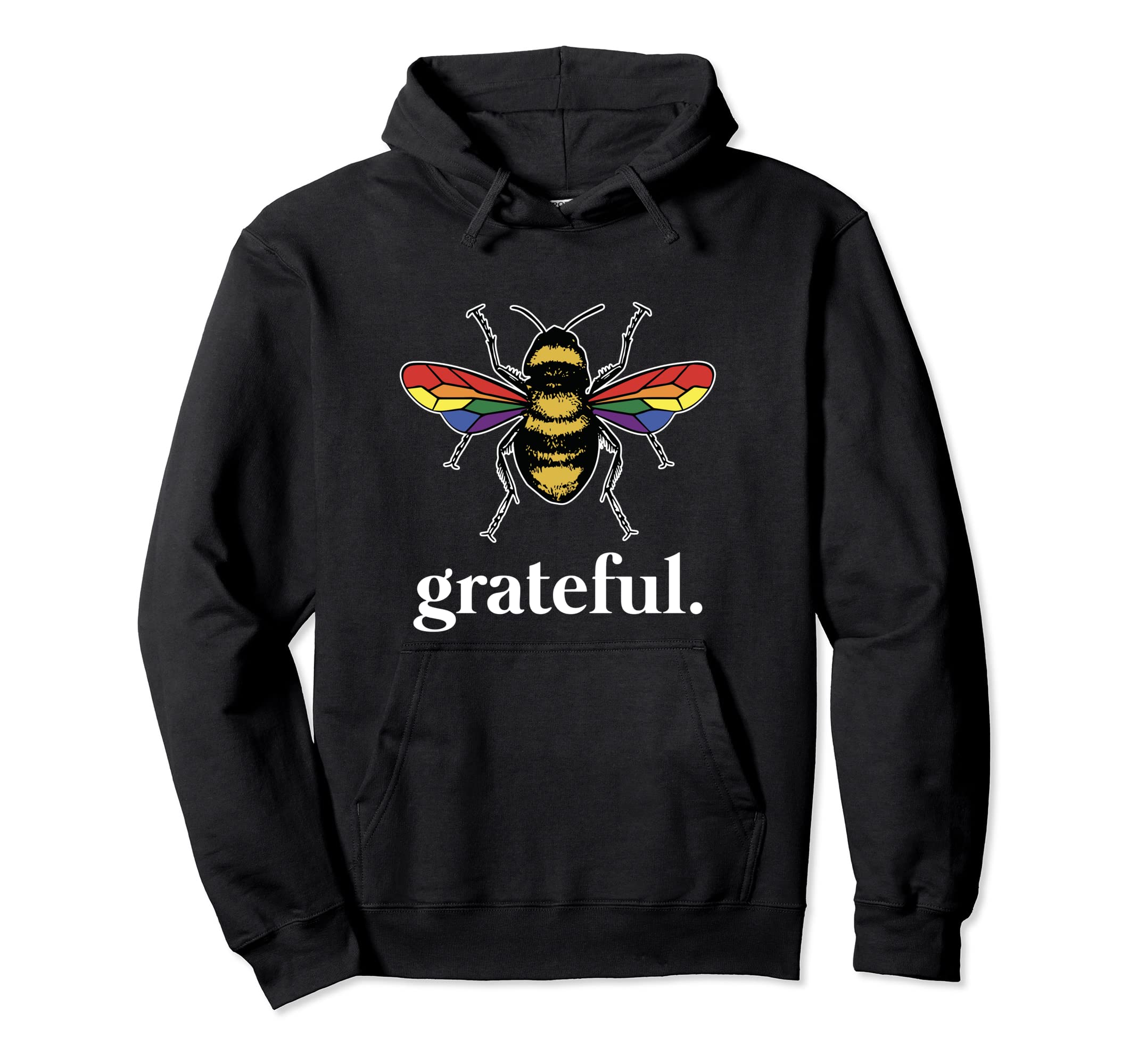 Lgbtq Bee Grateful Positive Message Hoodie - Minimalist Print for Adults - T-Shirt, Sweatshirt, Hoodie