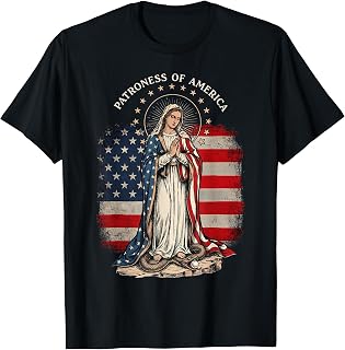 Patroness of The USA Blessed Virgin Mary Catholic Art T-Shirt Unisex T-shirt, Sweatshirt, Hoodie, Long Sleeve Tee - T-Shirt, Sweatshirt, Hoodie