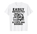Easily Distracted Cats And Books T-Shirt - Custom Art Print for Adults - T-Shirt, Sweatshirt, Hoodie
