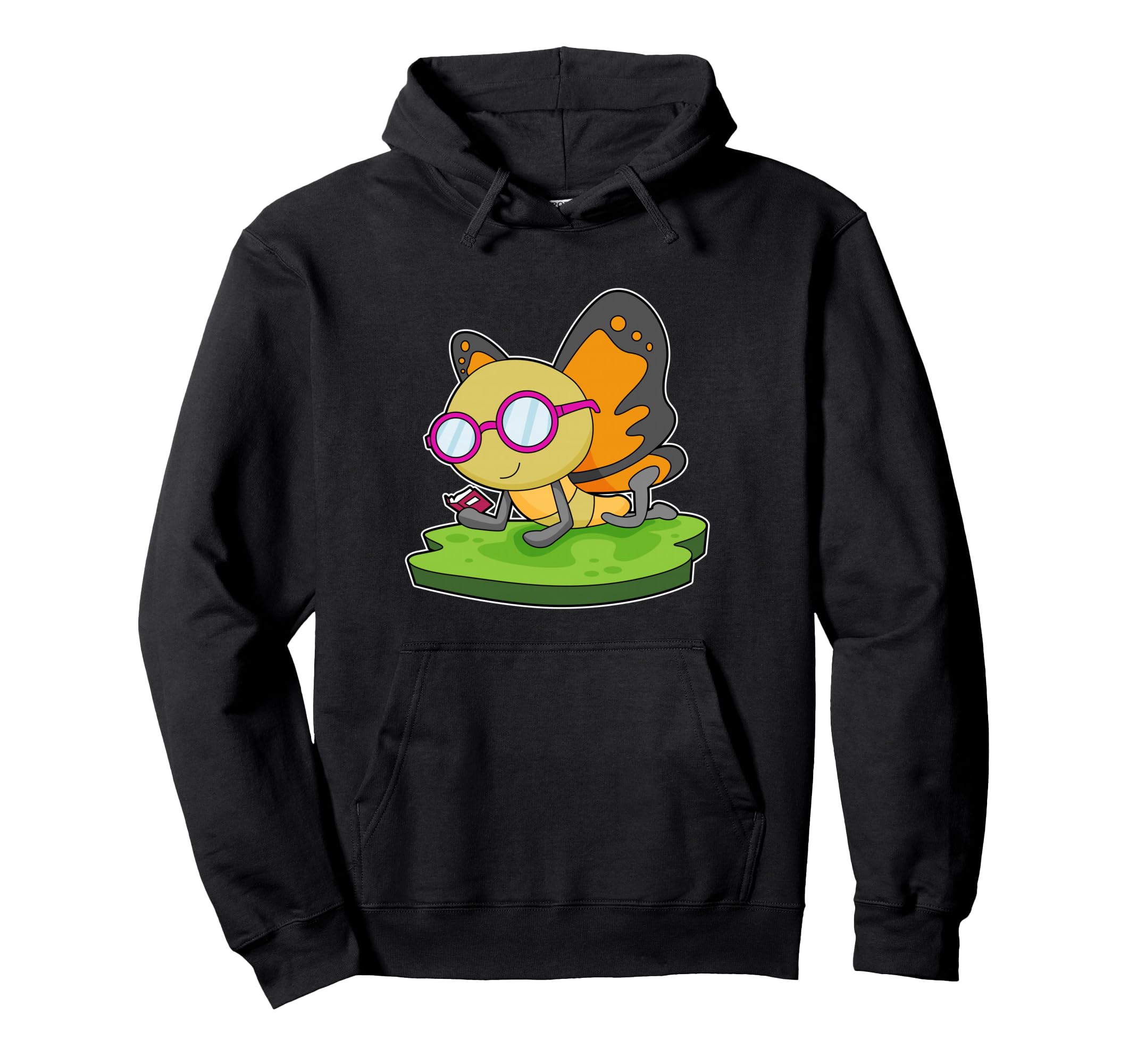 Butterfly Nerd Book Glasses Hoodie - Minimalist Print Men Women - T-Shirt, Sweatshirt, Hoodie