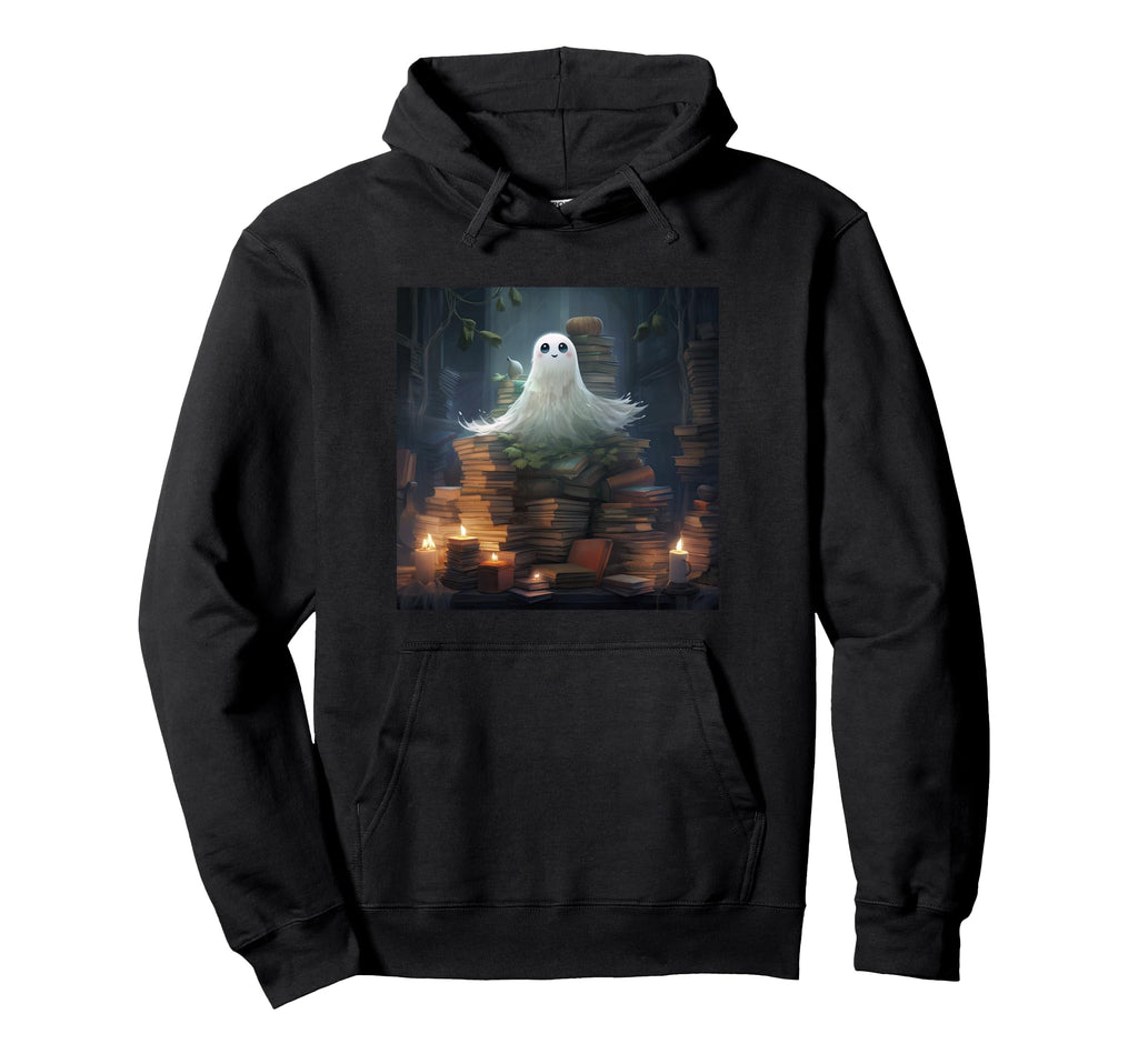 Book Nerd Ghost Reading Library Hoodie - Casual Everyday Wear Men Women - T-Shirt, Sweatshirt, Hoodie