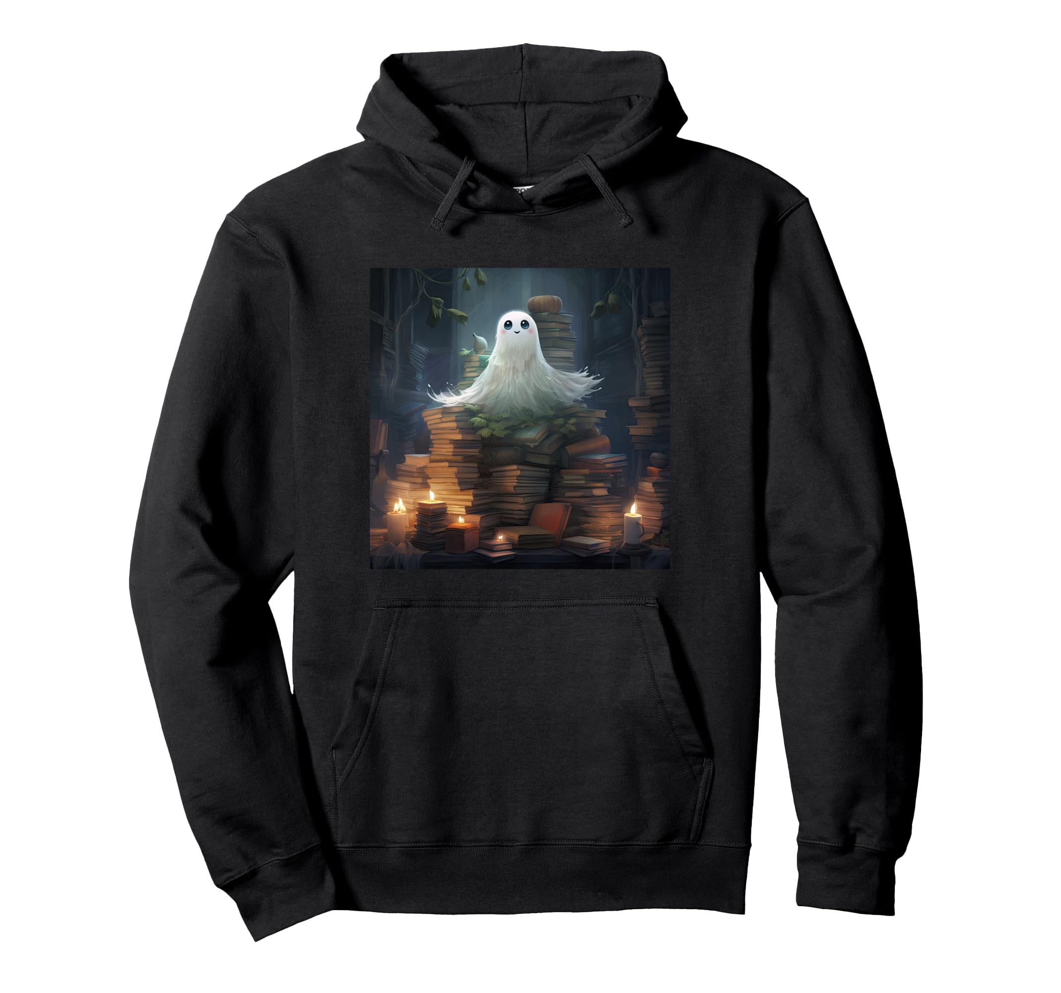 Book Nerd Ghost Reading Library Hoodie - Casual Everyday Wear Men Women - T-Shirt, Sweatshirt, Hoodie
