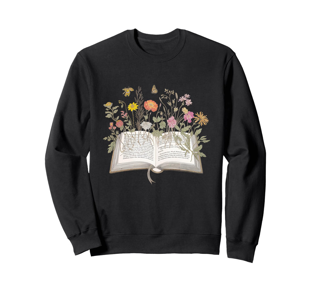 Wildflowers Book Reading Nature Sweatshirt - Streetwear Style for Adults - T-Shirt, Sweatshirt, Hoodie