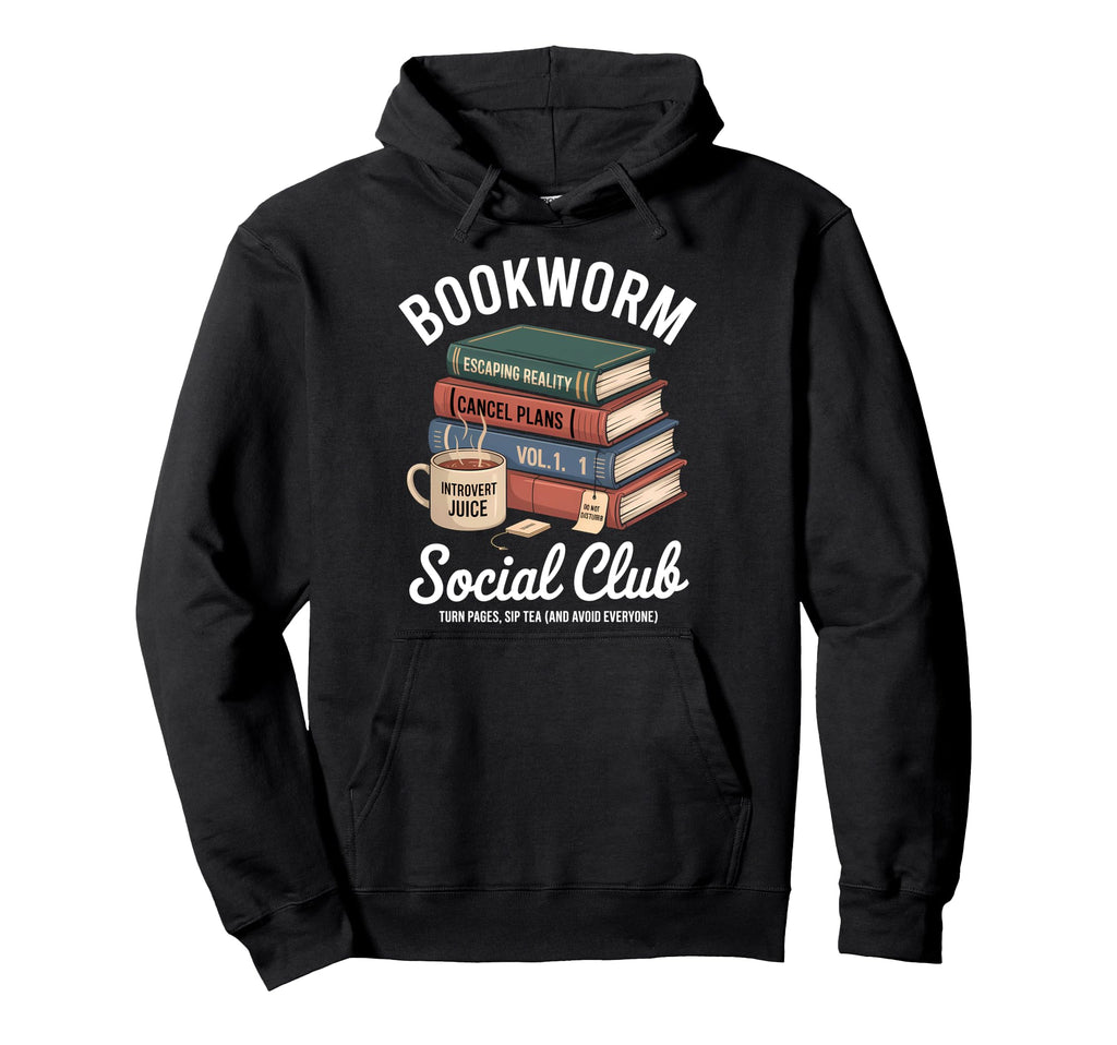 Bookworm Social Club Introvert Hoodie - Casual Everyday Wear for Adults - T-Shirt, Sweatshirt, Hoodie