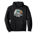 Cats Books And Tea Bookworm Reading Book Hoodie - Graphic Print for Adults - T-Shirt, Sweatshirt, Hoodie
