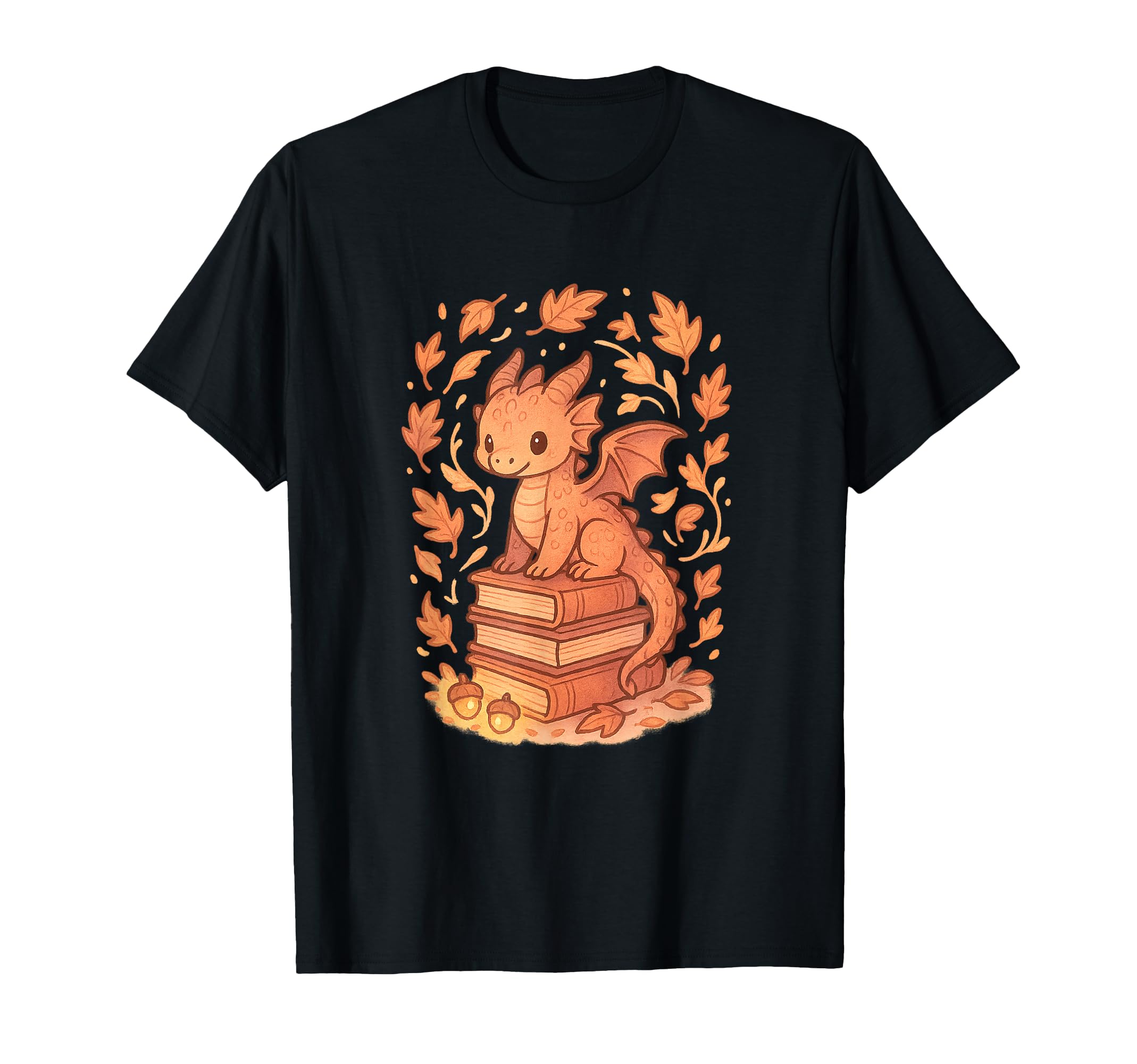 Autumn Dragon Sitting Books T-Shirt - Casual Everyday Wear for Adults - T-Shirt, Sweatshirt, Hoodie