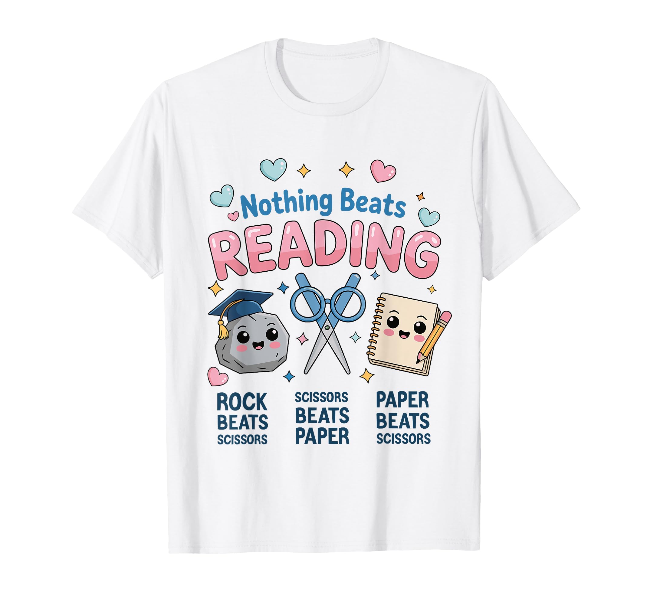 Nothing Beats Reading Rock Paper T-Shirt - Minimalist Print for Adults - T-Shirt, Sweatshirt, Hoodie