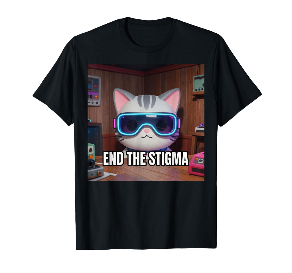 End Stigma Kawaii Cyberpunk Cat T-Shirt - Novelty Apparel for Adults - T-Shirt, Sweatshirt, Hoodie