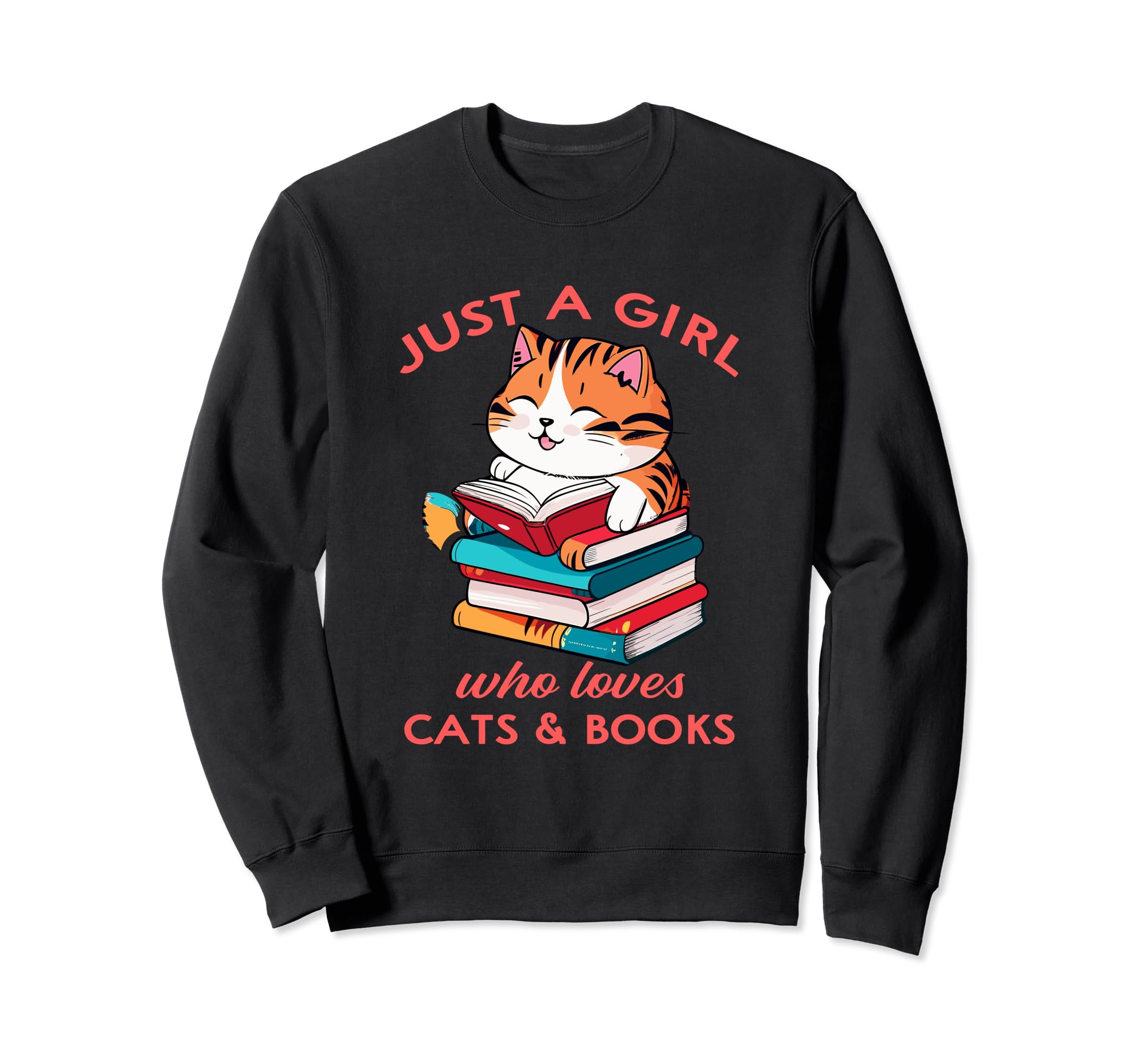 Who Loves Cats And Books Reading Sweatshirt - Unique Graphic Unisex - T-Shirt, Sweatshirt, Hoodie