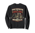Motorcycle Biker Dog Easily Distracted Sweatshirt - Minimalist Print Unisex - T-Shirt, Sweatshirt, Hoodie