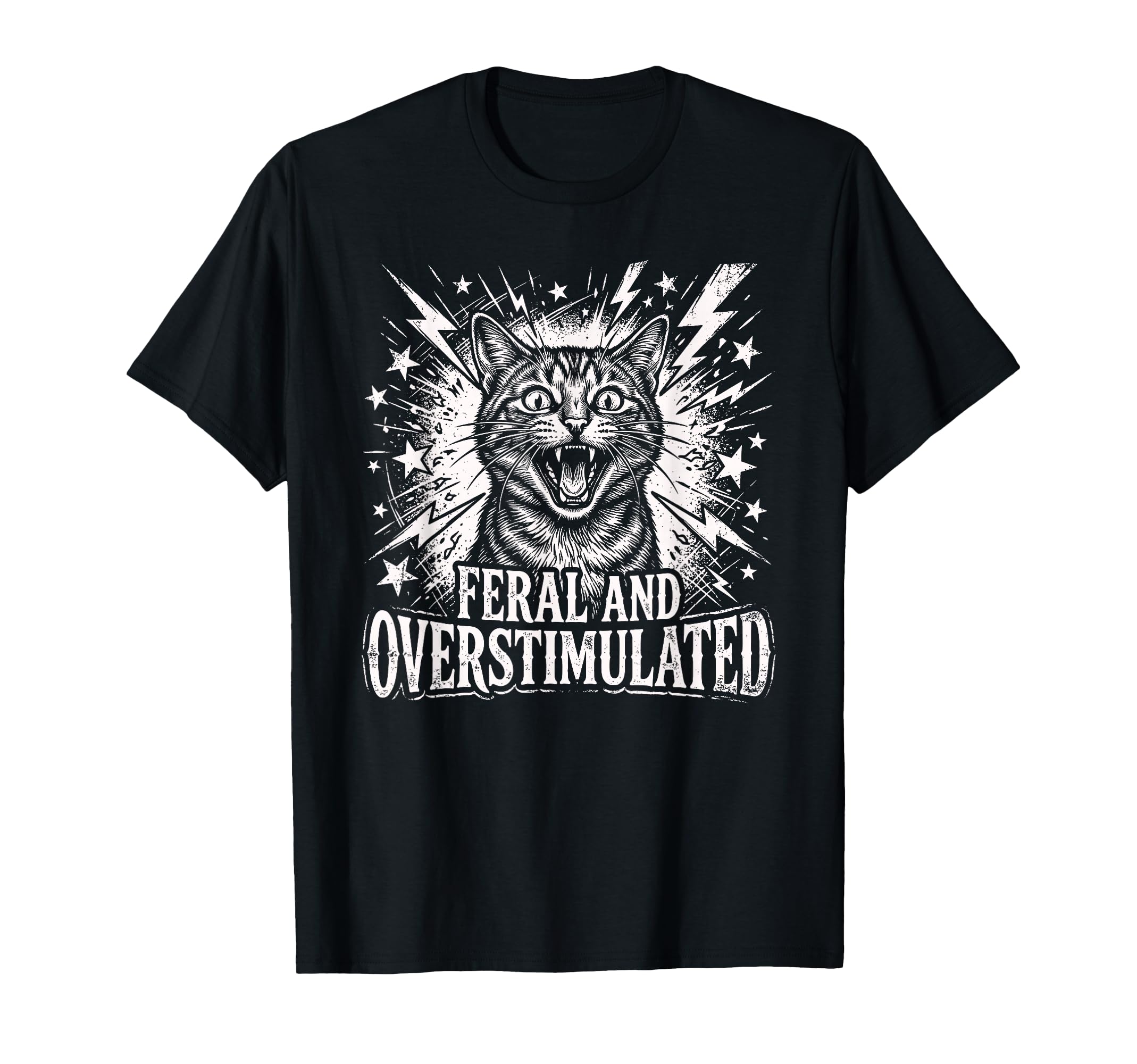 Feral And Overstimulated Autism Cat T-Shirt - Custom Art Print Men Women - T-Shirt, Sweatshirt, Hoodie