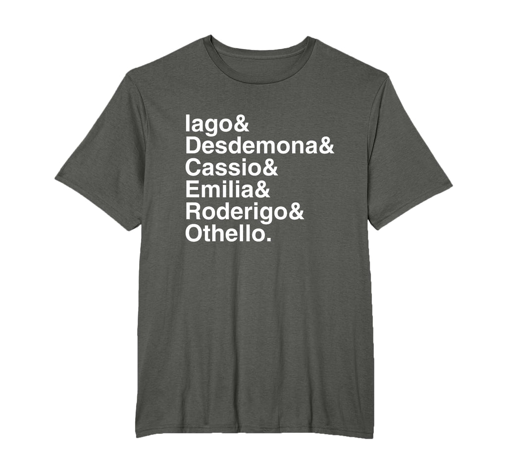 Shakespeare Othello Character List T-Shirt - Trendy Graphic Unisex - T-Shirt, Sweatshirt, Hoodie