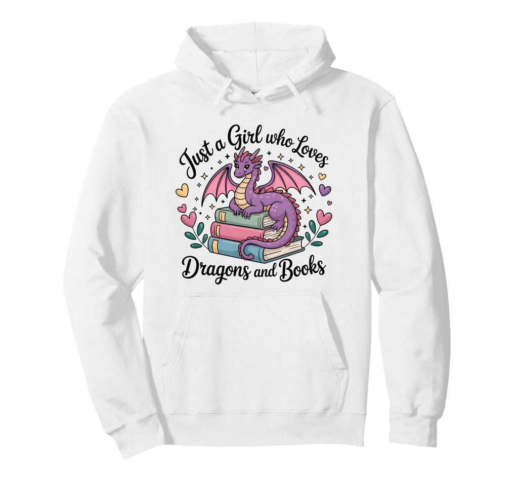 Just Who Loves Dragons And Books Hoodie - Minimalist Print Men Women - T-Shirt, Sweatshirt, Hoodie