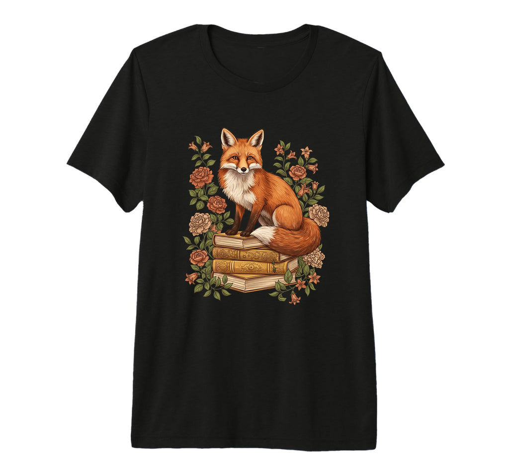 Literary Fox Sitting Books Bookish T-Shirt - Unique Graphic Men Women - T-Shirt, Sweatshirt, Hoodie