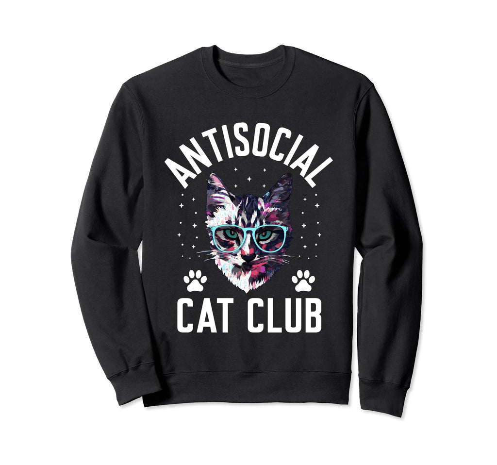 Antisocial Cat Club Introvert Sweatshirt - Aesthetic Graphic for Adults - T-Shirt, Sweatshirt, Hoodie