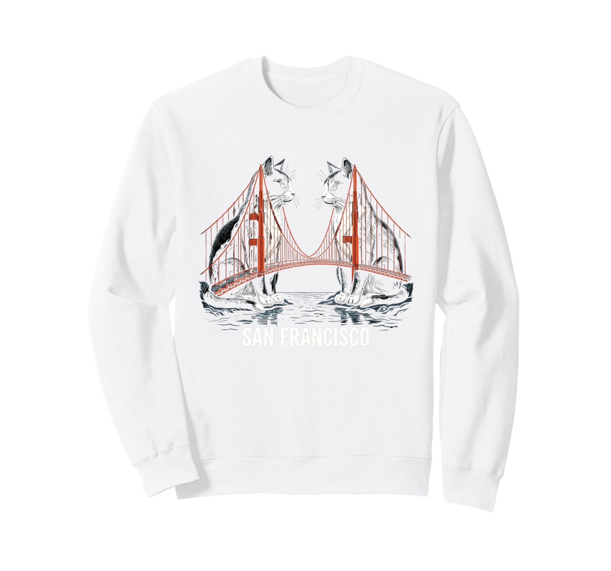 San Francisco Cat Golden Gates Sweatshirt - Fun Novelty Design for Adults - T-Shirt, Sweatshirt, Hoodie