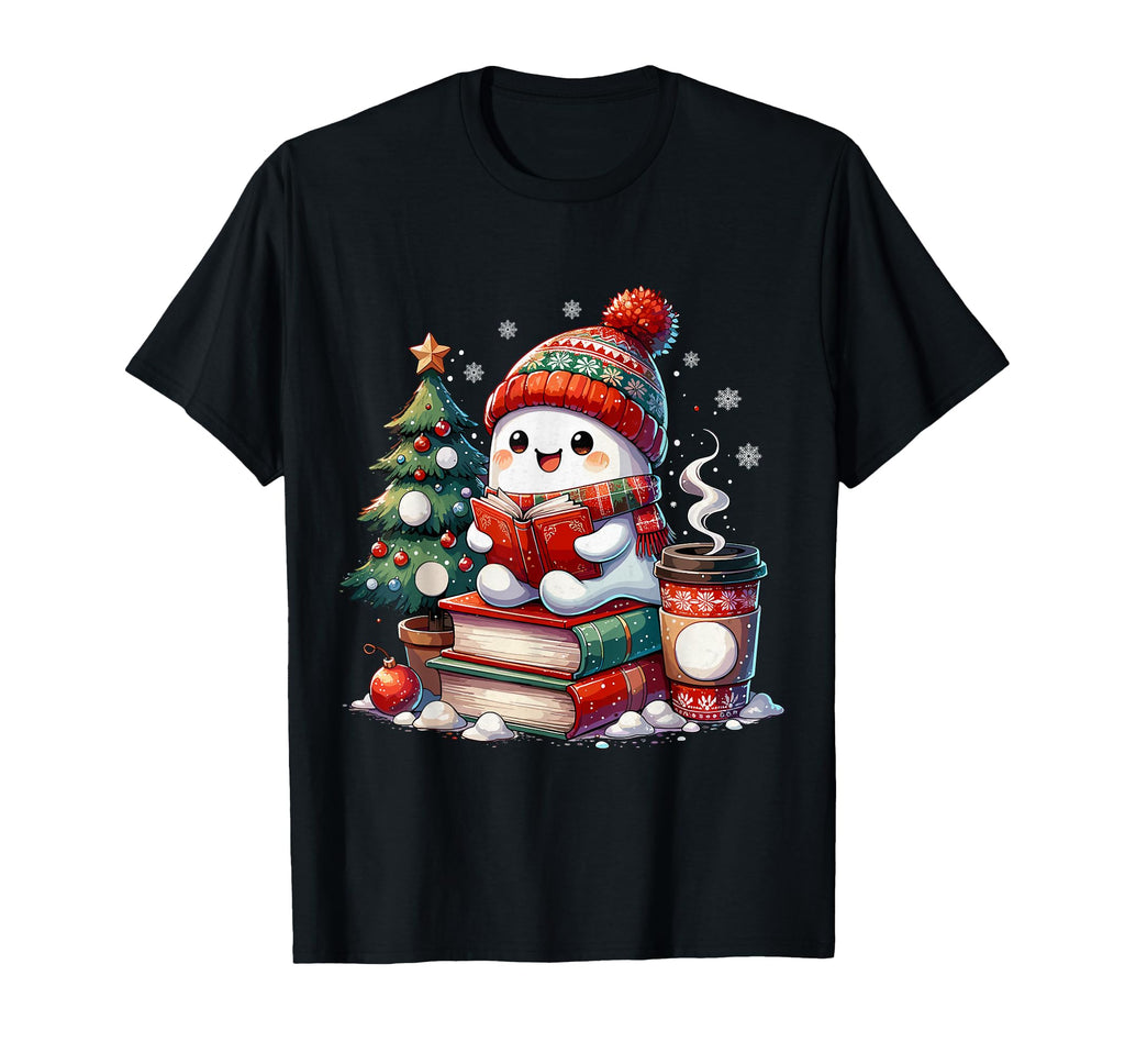 Ghost Reading Book Lovers Ghost Coffee T-Shirt - Novelty Apparel Unisex - T-Shirt, Sweatshirt, Hoodie