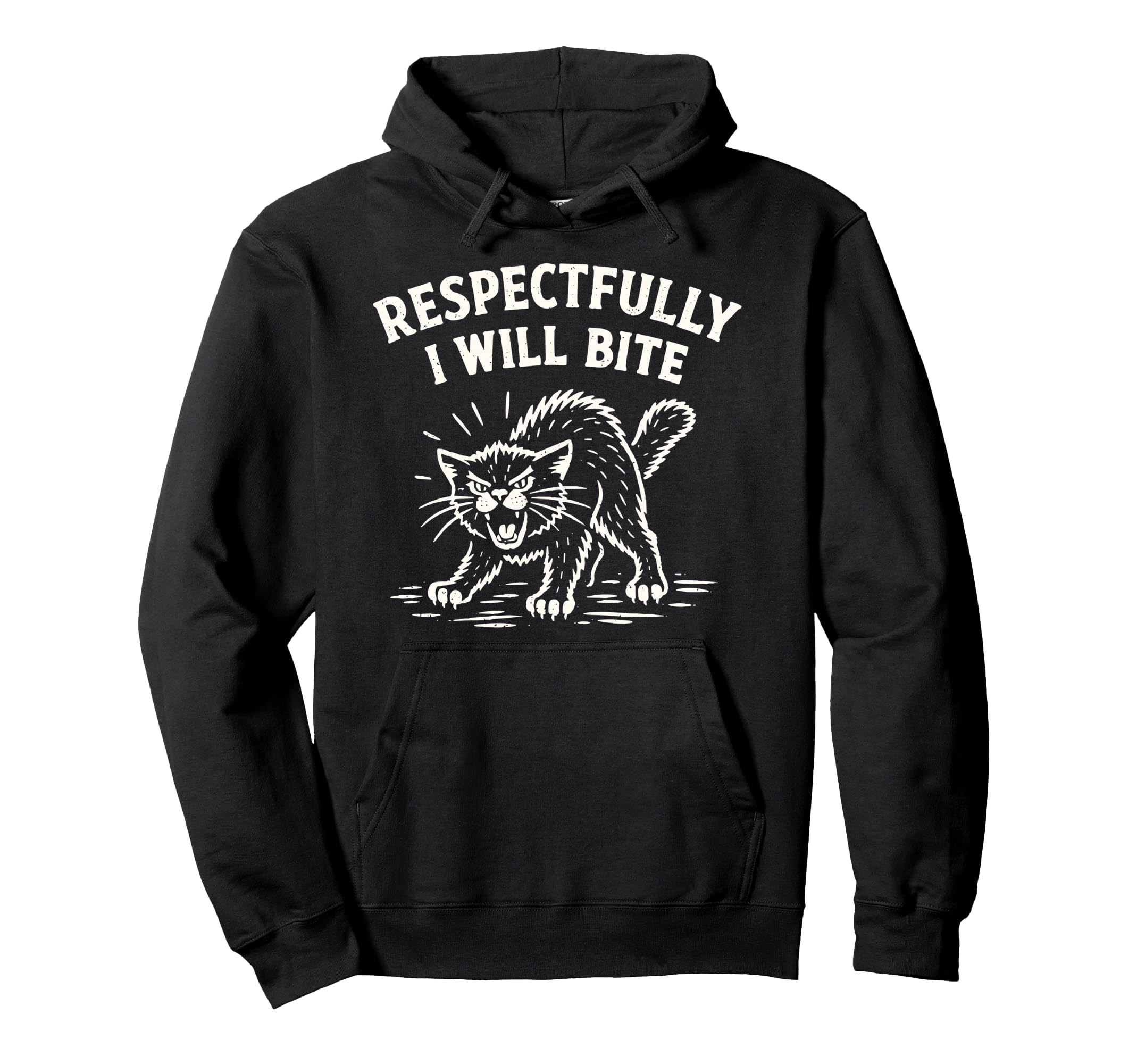 Respectfully I Will Bite Cat Hoodie - Novelty Apparel Men Women - T-Shirt, Sweatshirt, Hoodie