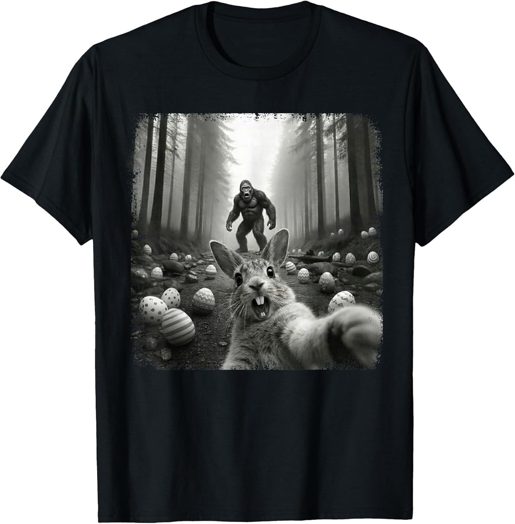 Funny Easter Bunny Selfie With Bigfoot Sasquatch Unisex T-shirt, Sweatshirt, Hoodie, Long Sleeve Tee - T-Shirt, Sweatshirt, Hoodie