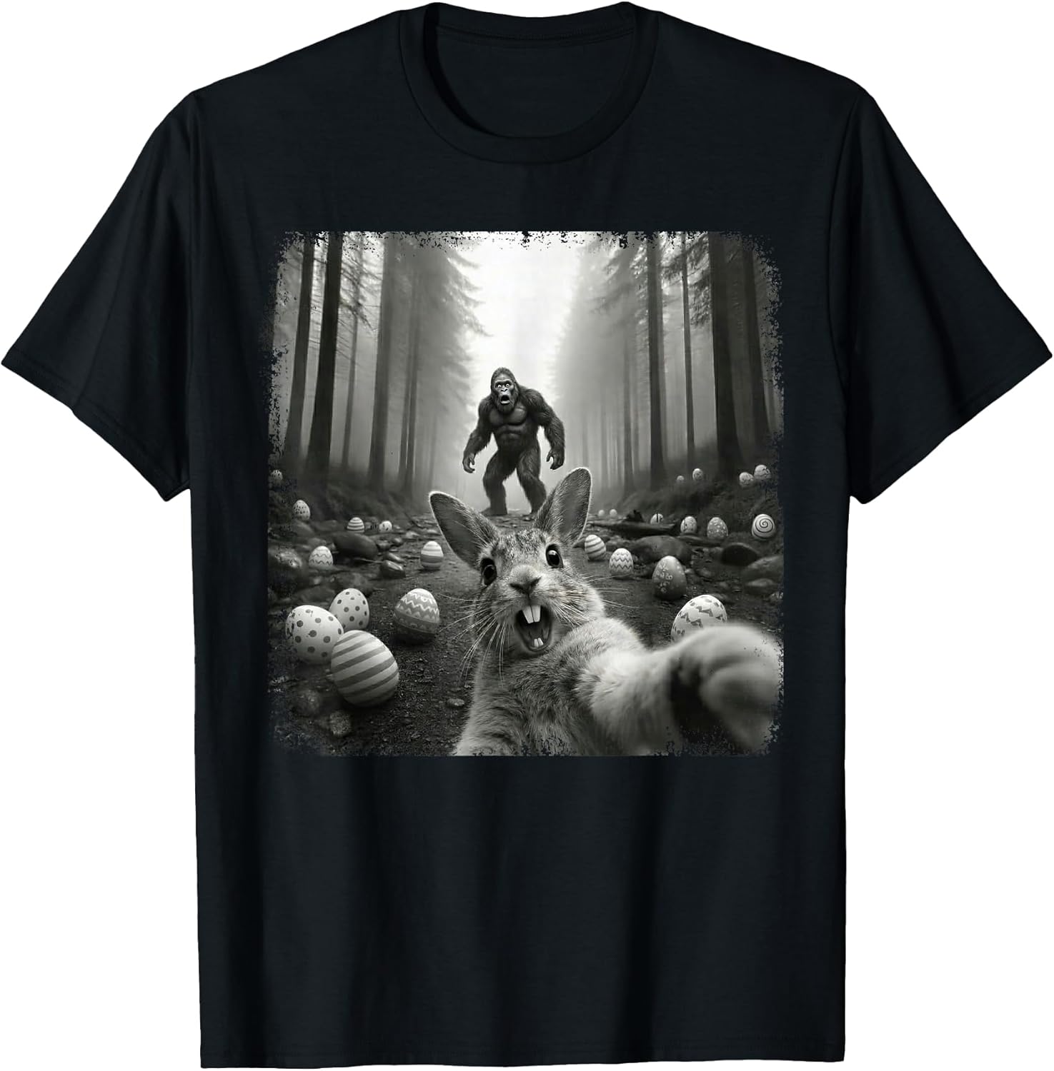 Funny Easter Bunny Selfie With Bigfoot Sasquatch Unisex T-shirt, Sweatshirt, Hoodie, Long Sleeve Tee - T-Shirt, Sweatshirt, Hoodie