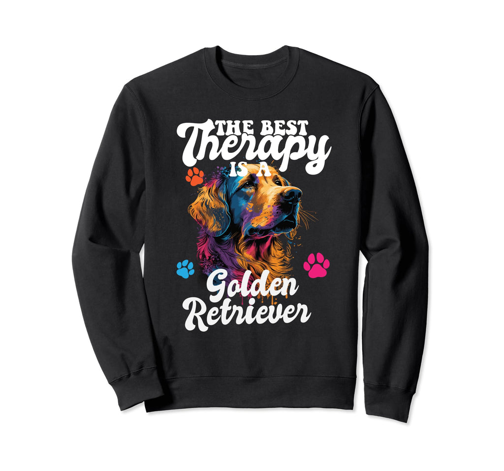 Best Therapy Is Golden Retriever Dog Mom Sweatshirt - Graphic Print Unisex - T-Shirt, Sweatshirt, Hoodie