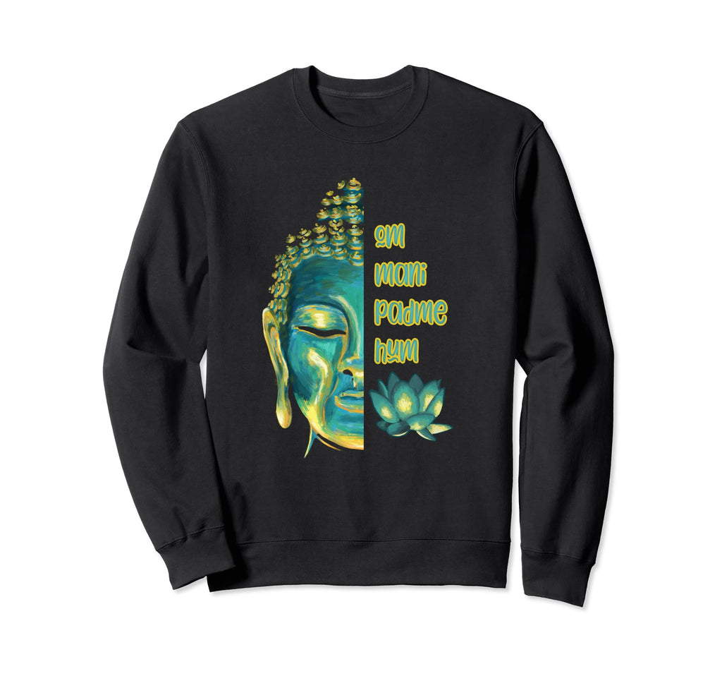 Om Mani Padme Hum Buddha Face Sweatshirt - Minimalist Print for Adults - T-Shirt, Sweatshirt, Hoodie