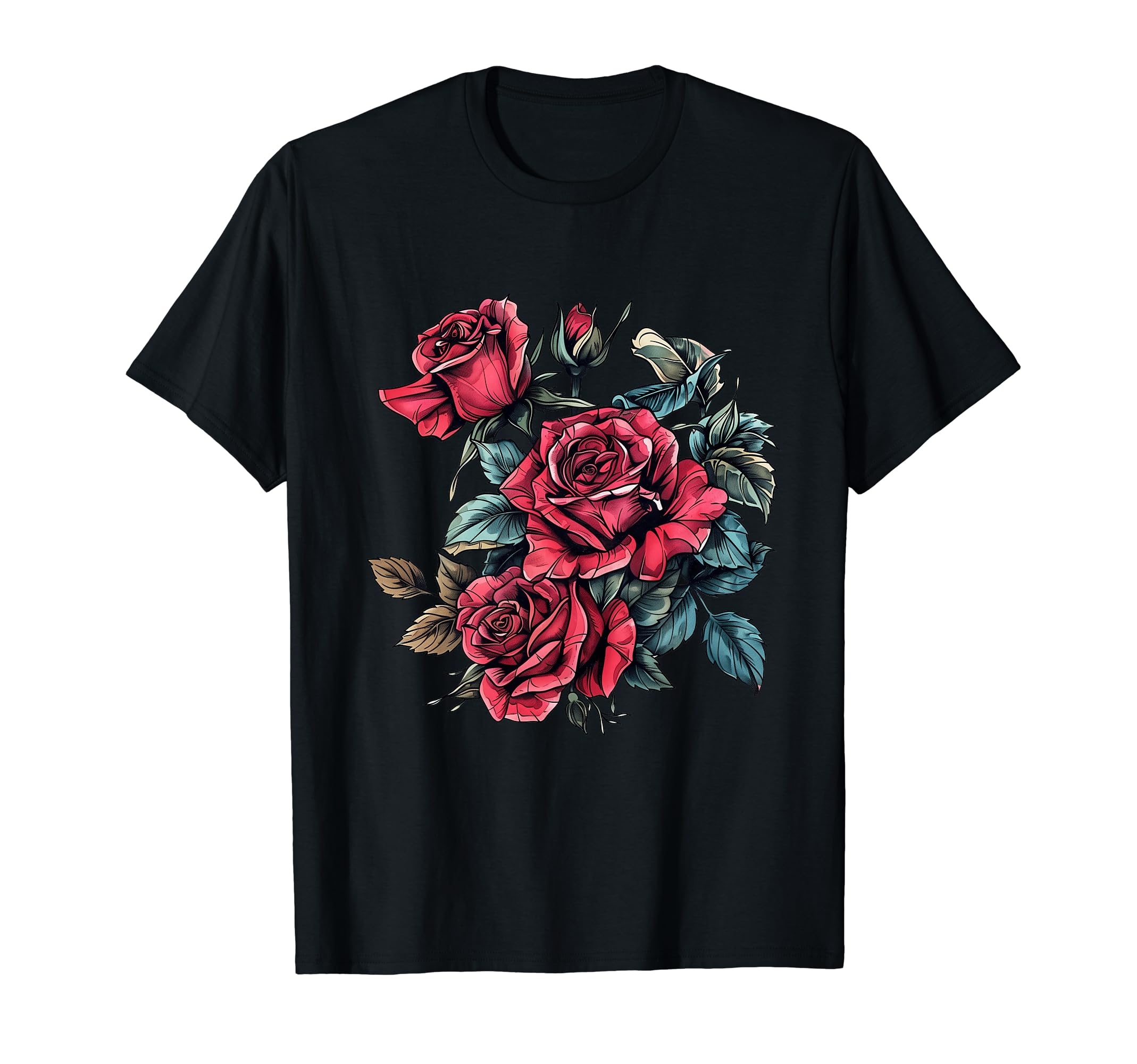 Shrub Red Roses T-Shirt - Casual Everyday Wear Men Women - T-Shirt, Sweatshirt, Hoodie
