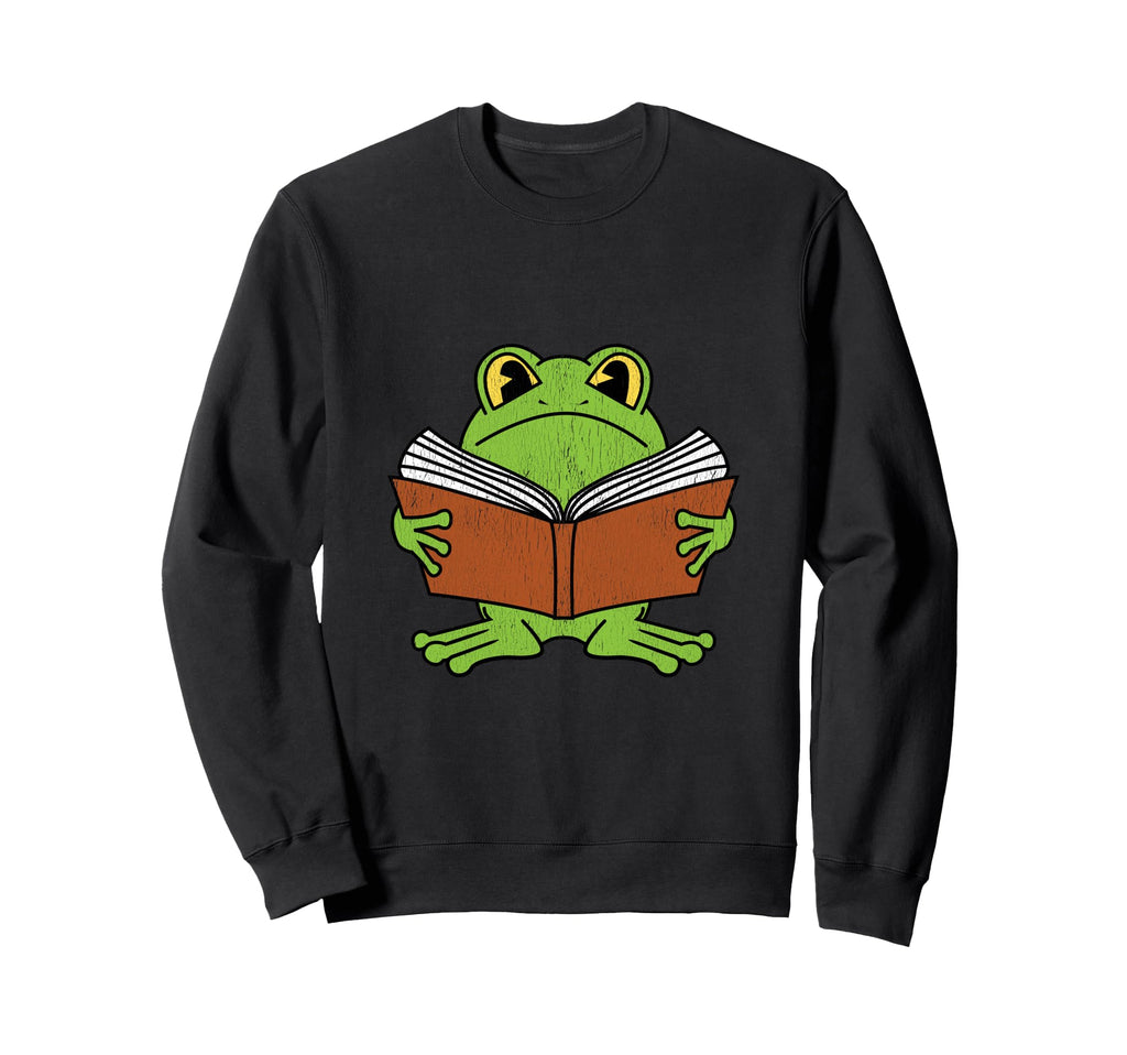 Frog Reading Book Goblincore Sweatshirt - Novelty Apparel for Adults - T-Shirt, Sweatshirt, Hoodie