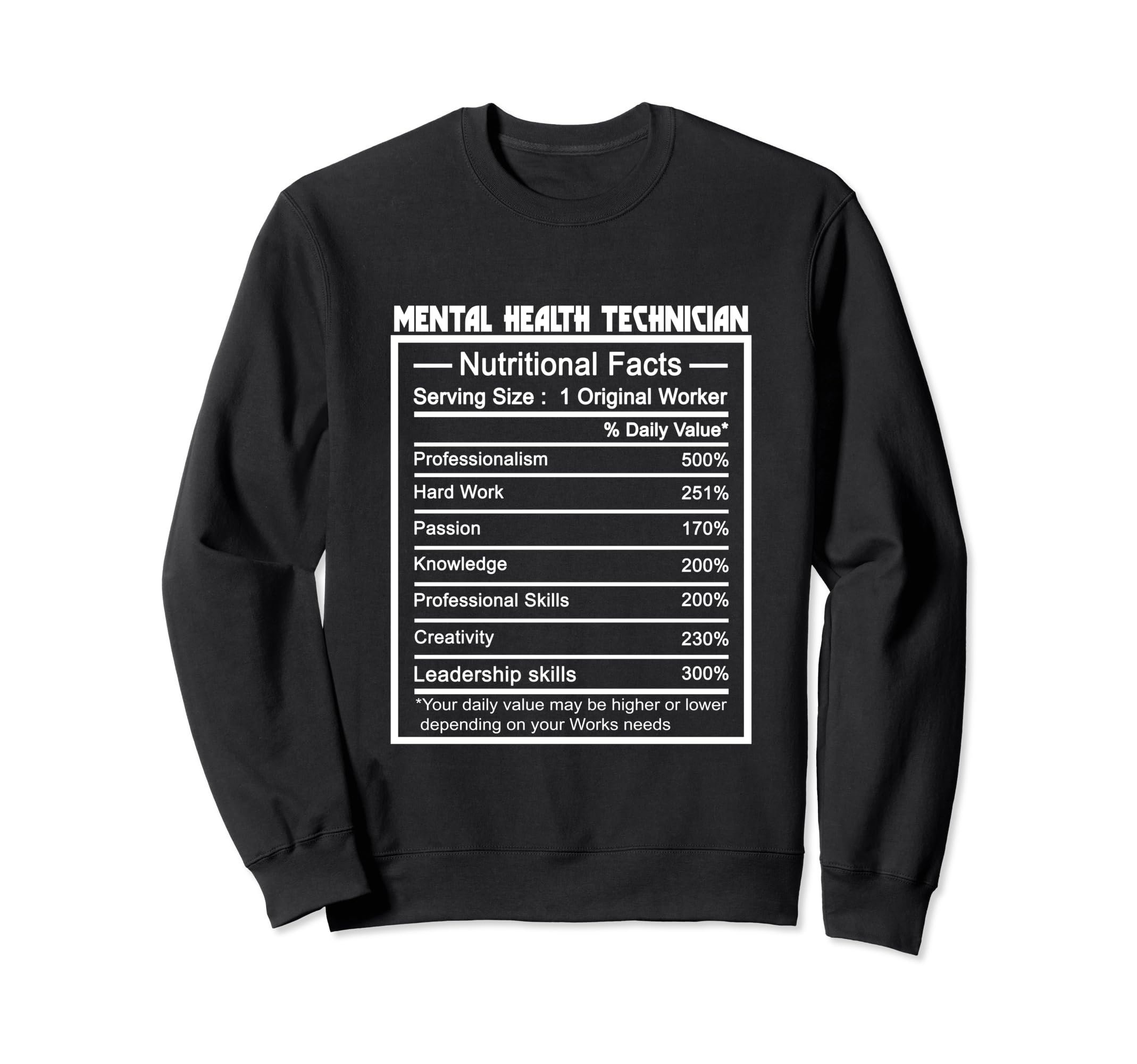 Funny Job Title Nutrition Facts Sweatshirt - Custom Art Print Men Women - T-Shirt, Sweatshirt, Hoodie