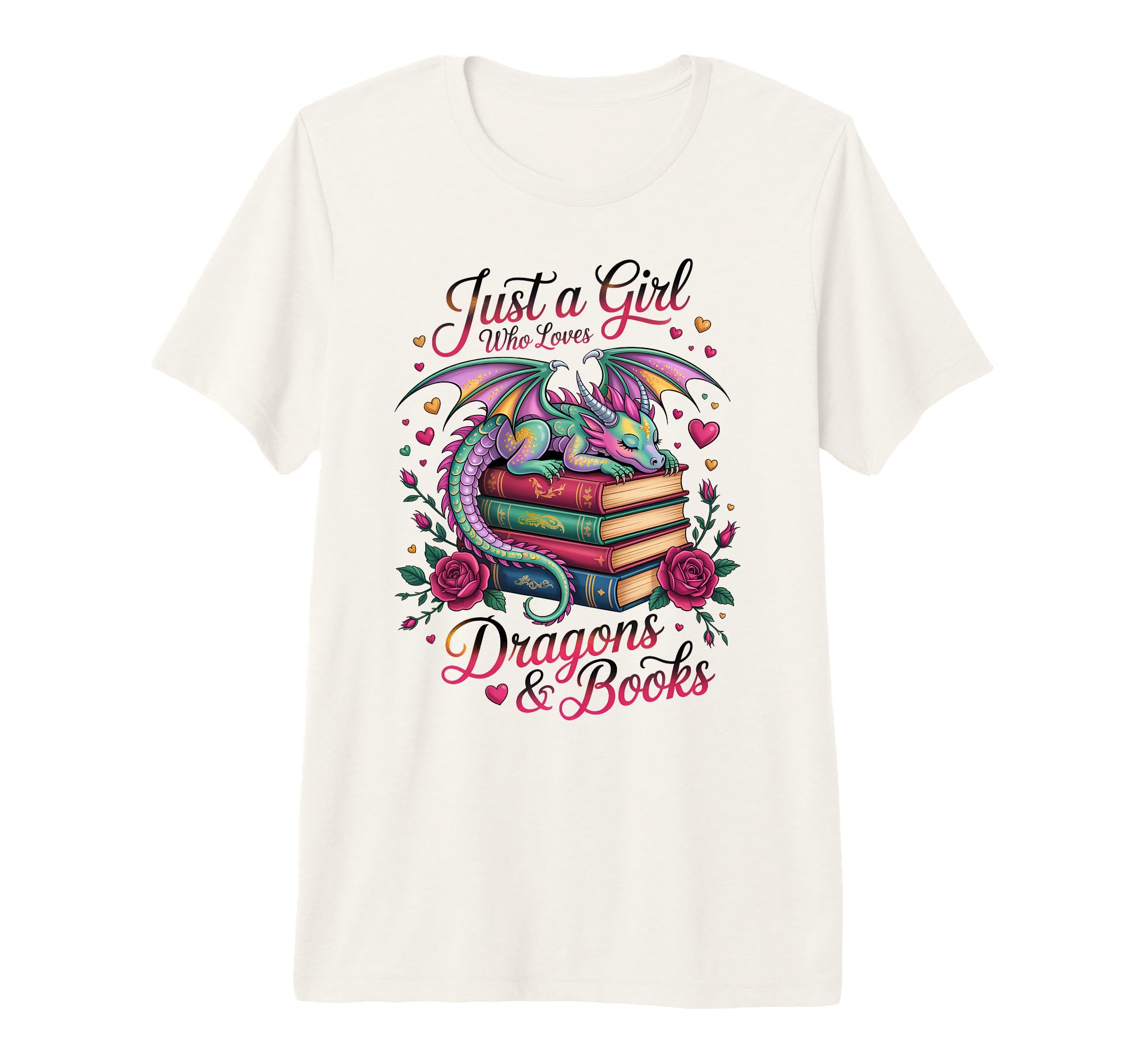 Just Who Loves Dragons And Books Tri T-Shirt - Streetwear Style for Adults - T-Shirt, Sweatshirt, Hoodie