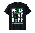 Peace Love Hope Green Ribbon Funny T-Shirt - Unique Graphic for Adults - T-Shirt, Sweatshirt, Hoodie