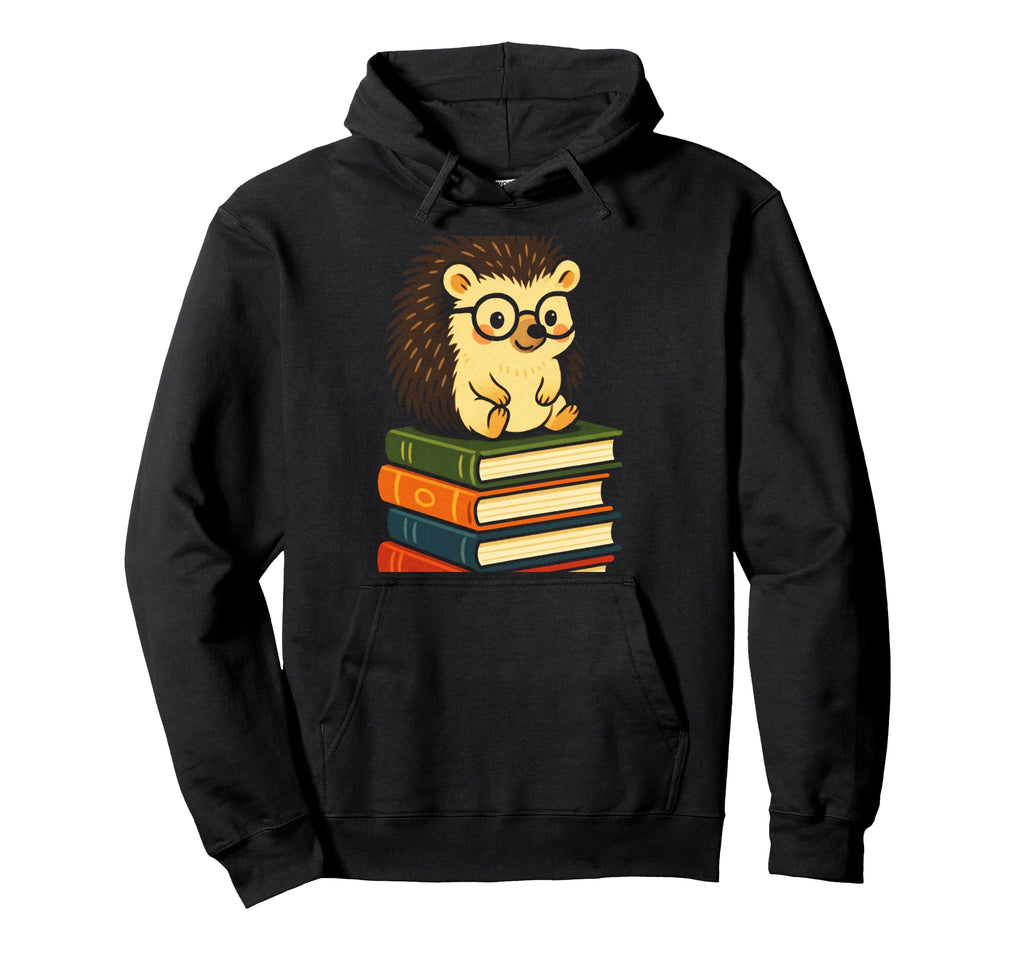 Bookish Hedgie Hedgehog Lover Nerd Hobby Hoodie - Trendy Graphic Unisex - T-Shirt, Sweatshirt, Hoodie