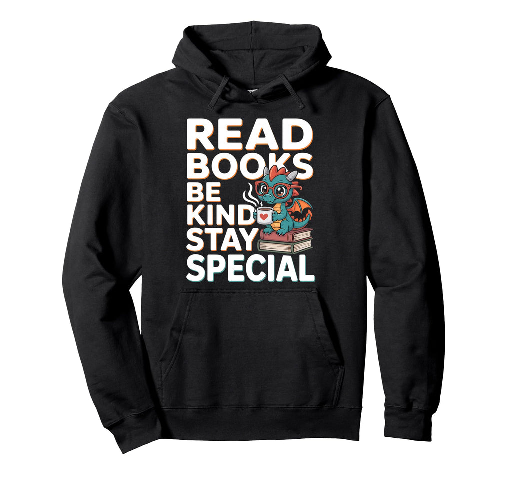 Book Lovers Reading Dragon Reading Hoodie - Aesthetic Graphic Men Women - T-Shirt, Sweatshirt, Hoodie