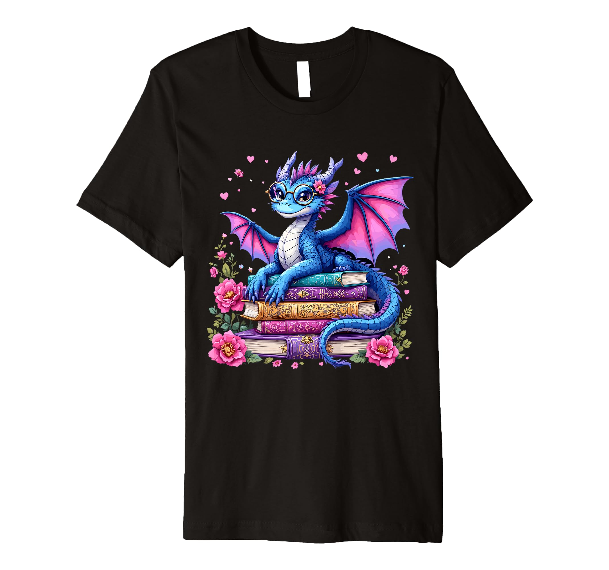 Dragons And Books Dragon Reading T-Shirt - Custom Art Print for Adults - T-Shirt, Sweatshirt, Hoodie