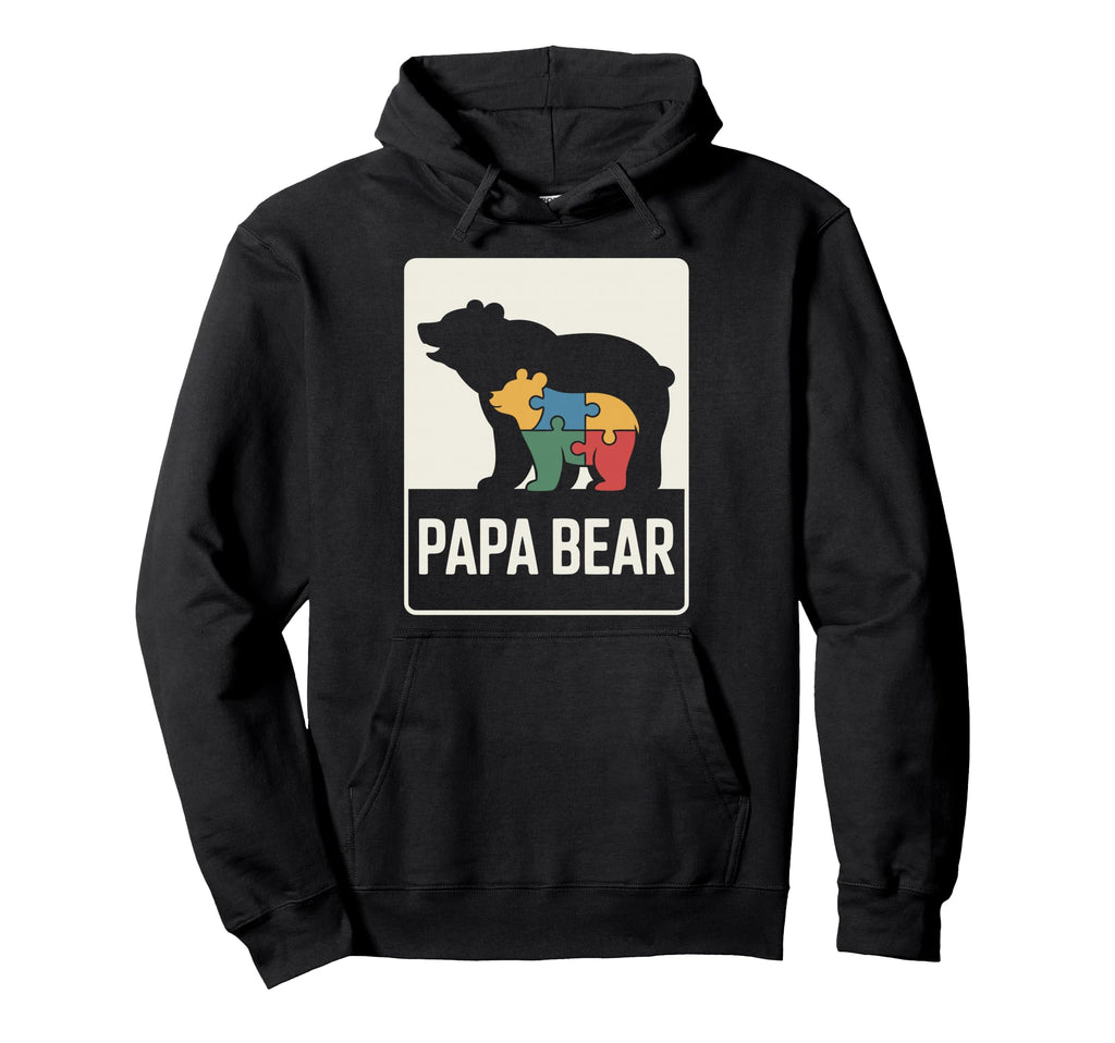 Proud Autism Dad Papa Bear Autistic Hoodie - Streetwear Style for Adults - T-Shirt, Sweatshirt, Hoodie