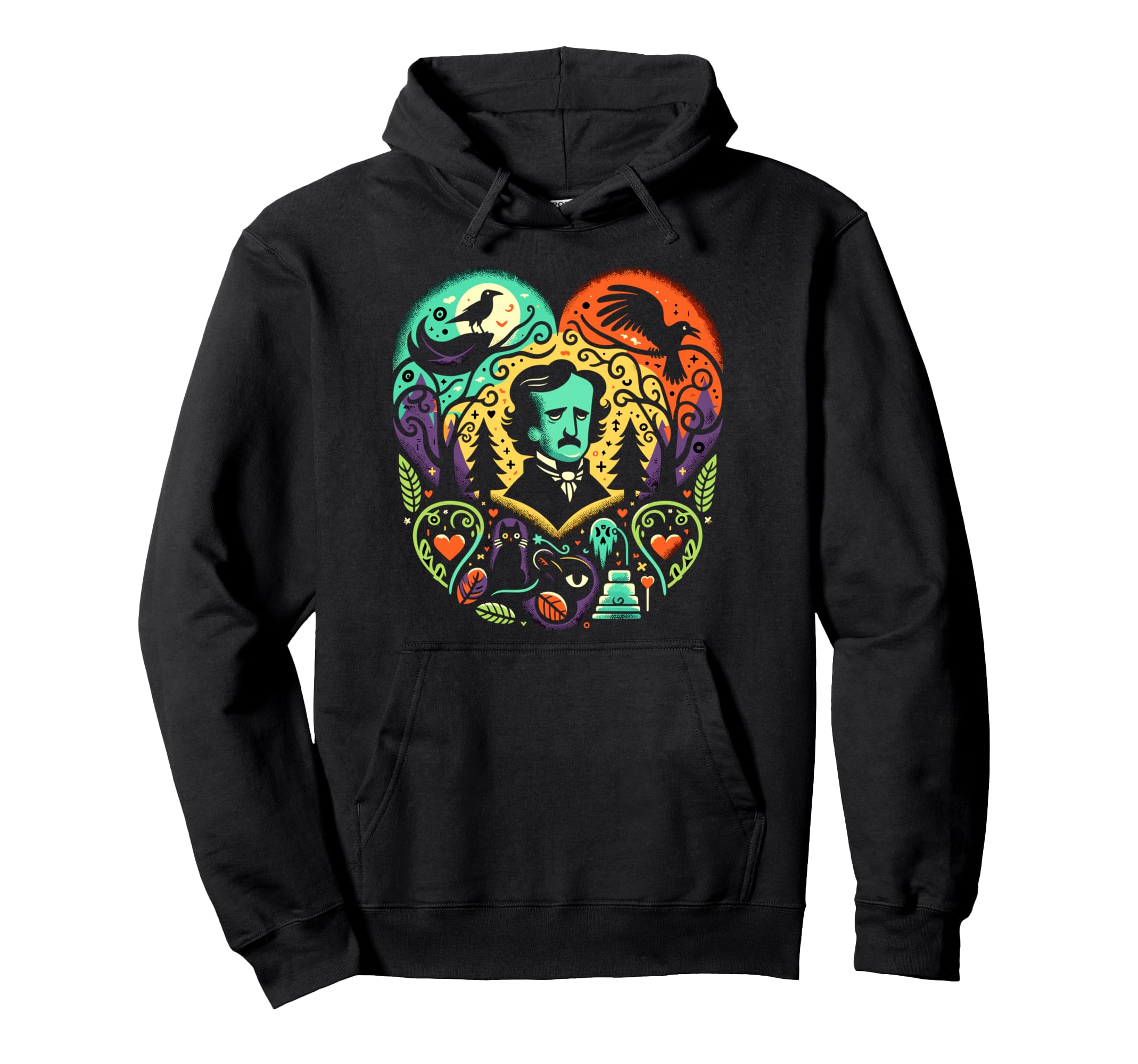 Edgar Allan Poe Raven Gothic Literature Hoodie - Custom Art Print Unisex - T-Shirt, Sweatshirt, Hoodie