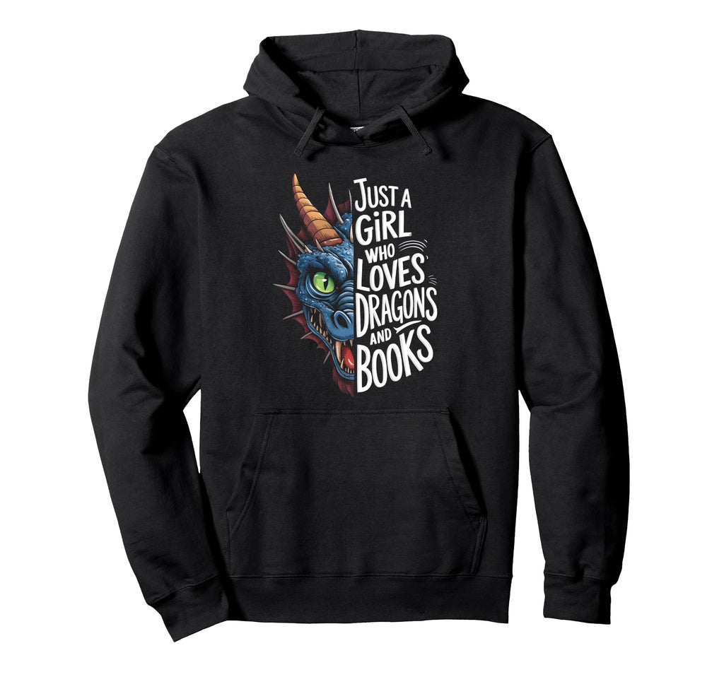 Just Who Loves Dragons And Books Hoodie - Novelty Apparel for Adults - T-Shirt, Sweatshirt, Hoodie